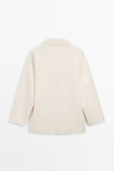 Medium single-breasted wool blend coat — Off white 6