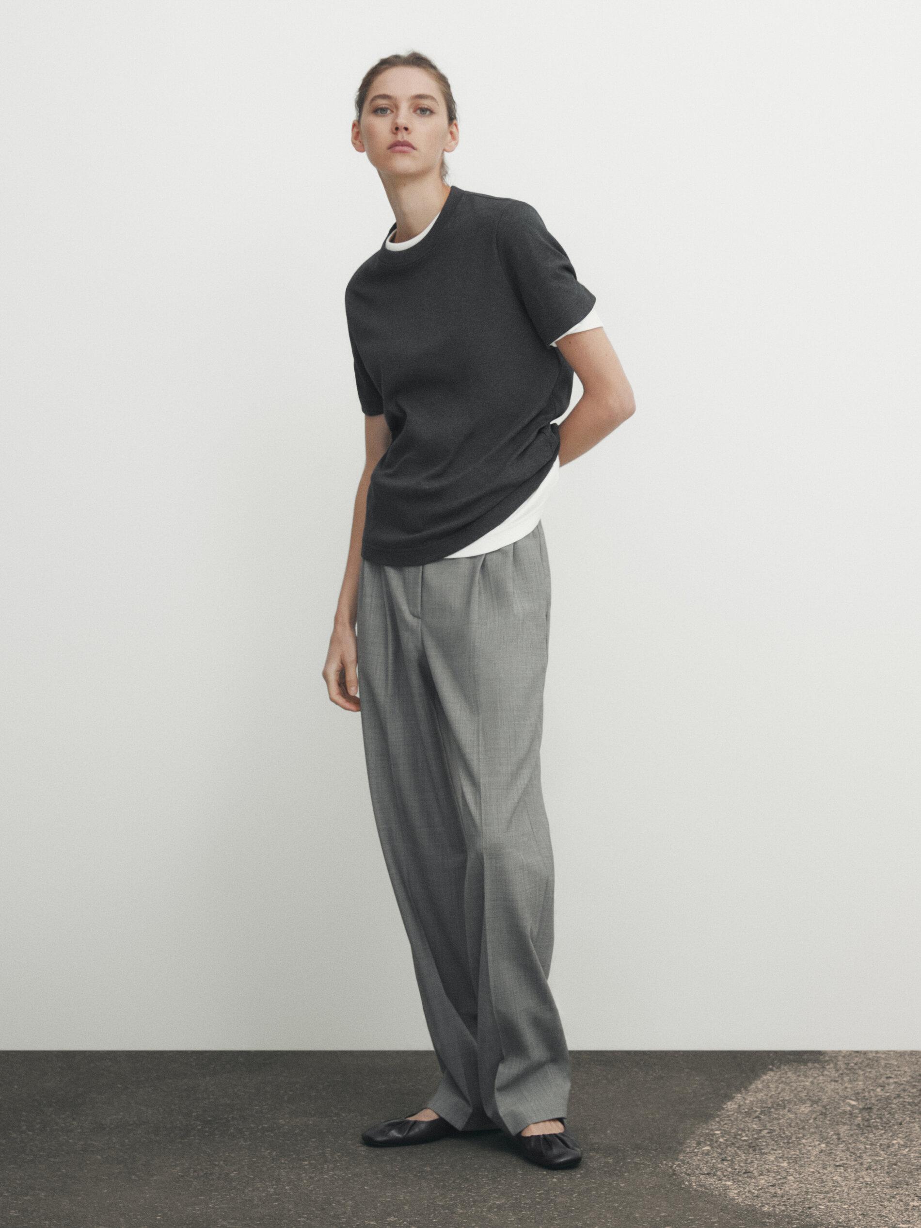 100% cotton interlock crew neck T-shirt — ANTHRACITE GREY