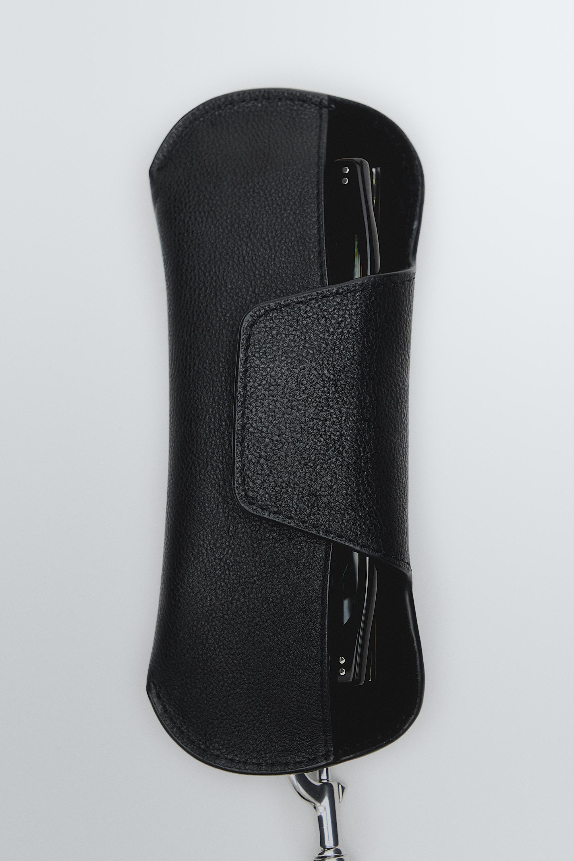 Nappa leather sunglasses case — BLACK