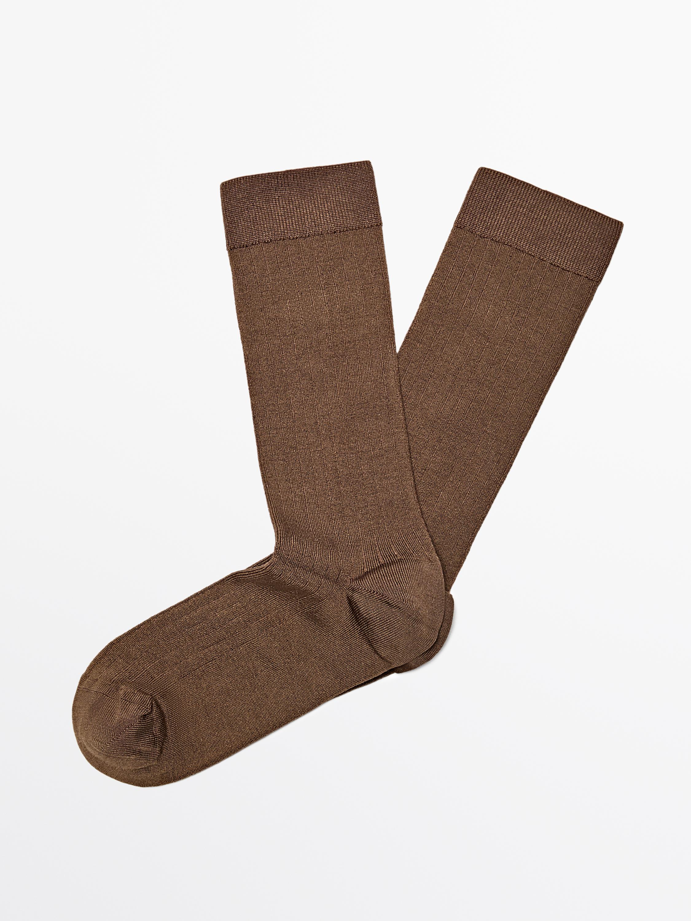 Ribbed silk blend socks