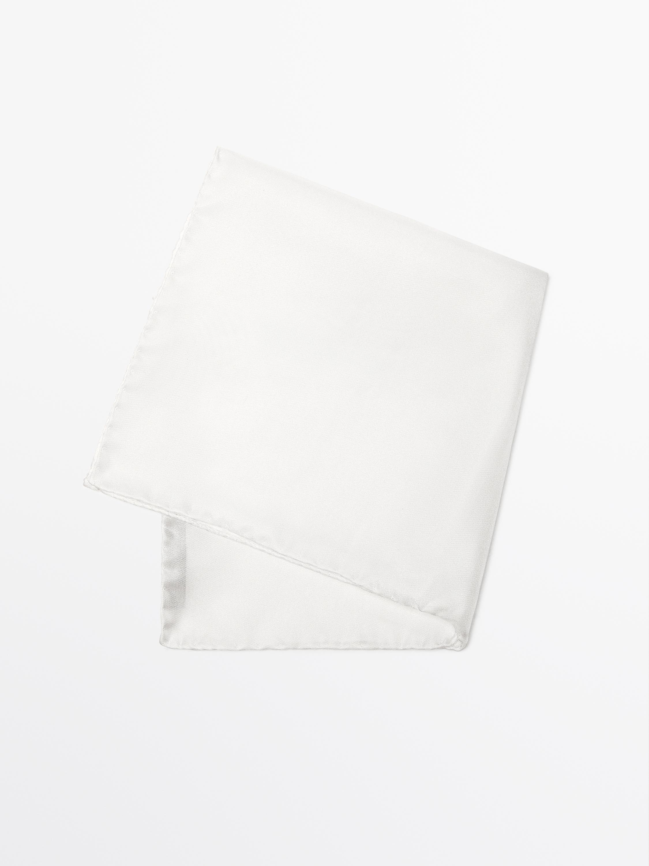 Plain 100% silk pocket square — WHITE