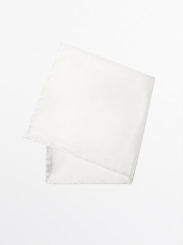 Plain 100% silk pocket square — WHITE 2