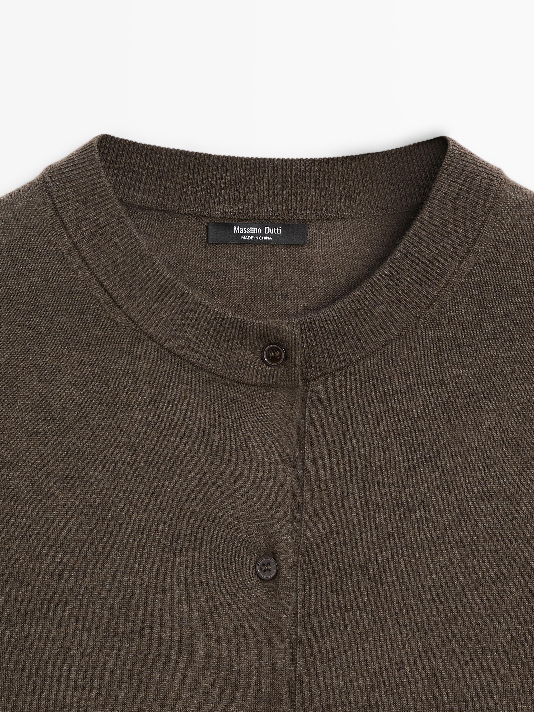 Long knit buttoned cardigan — MOLE BROWN
