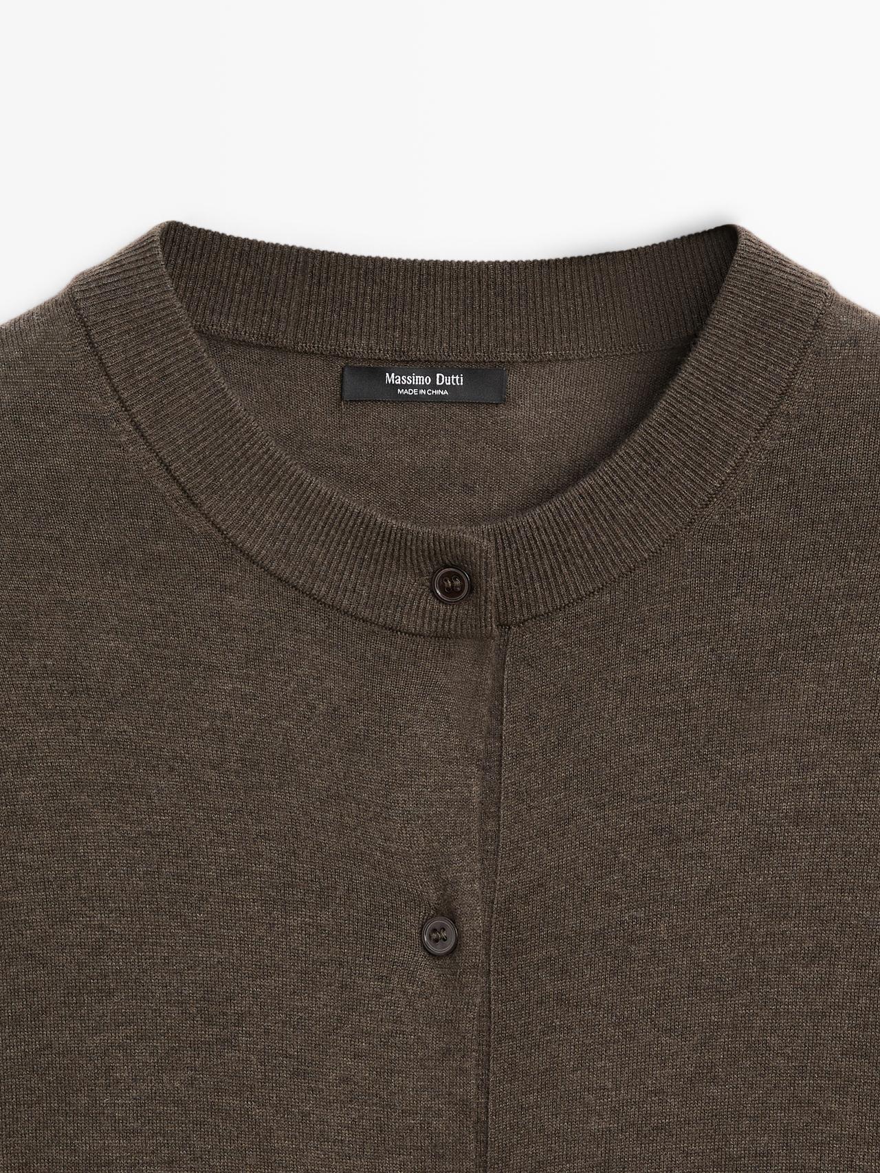 Long knit buttoned cardigan — MOLE BROWN
