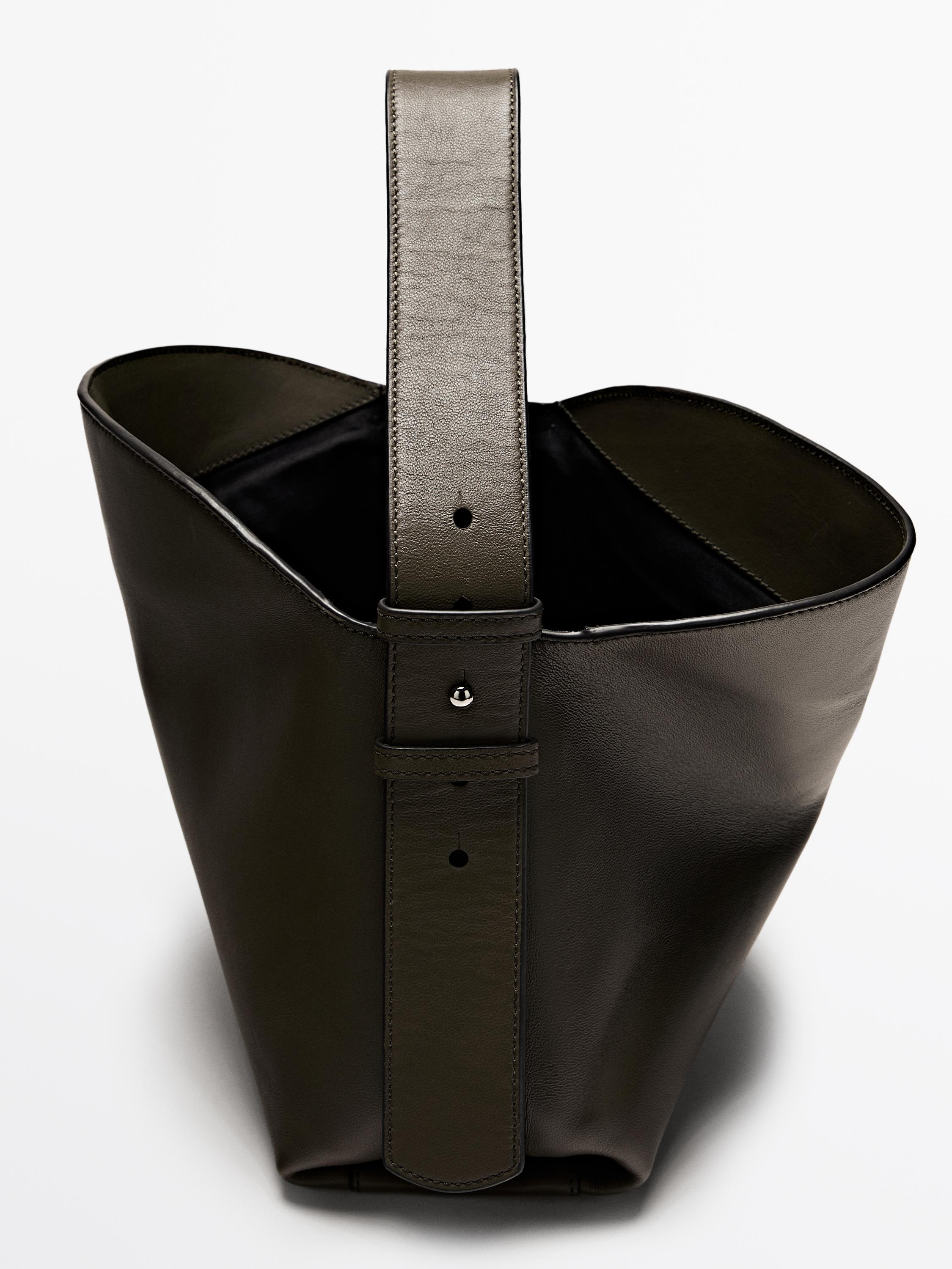Small nappa leather shoulder bag — KHAKI