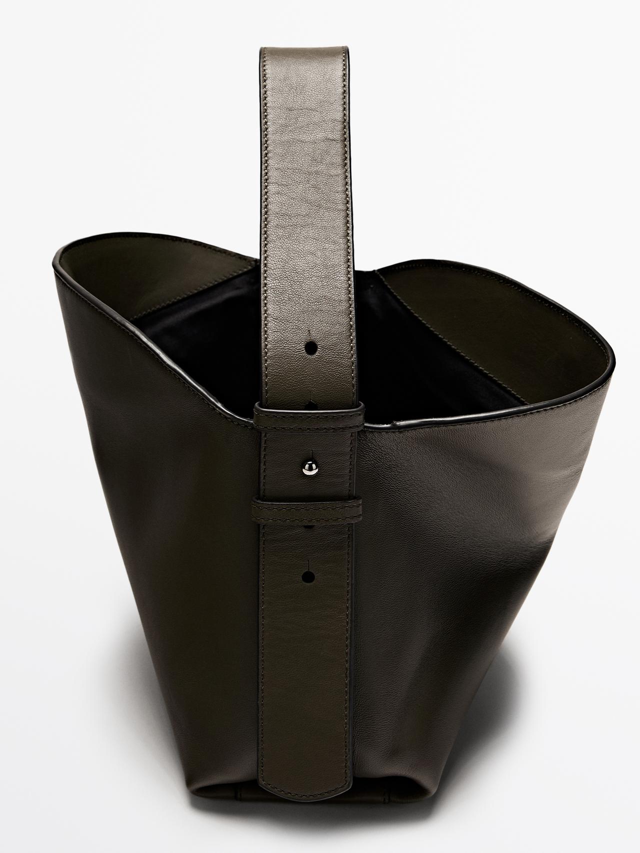 Small nappa leather shoulder bag — KHAKI