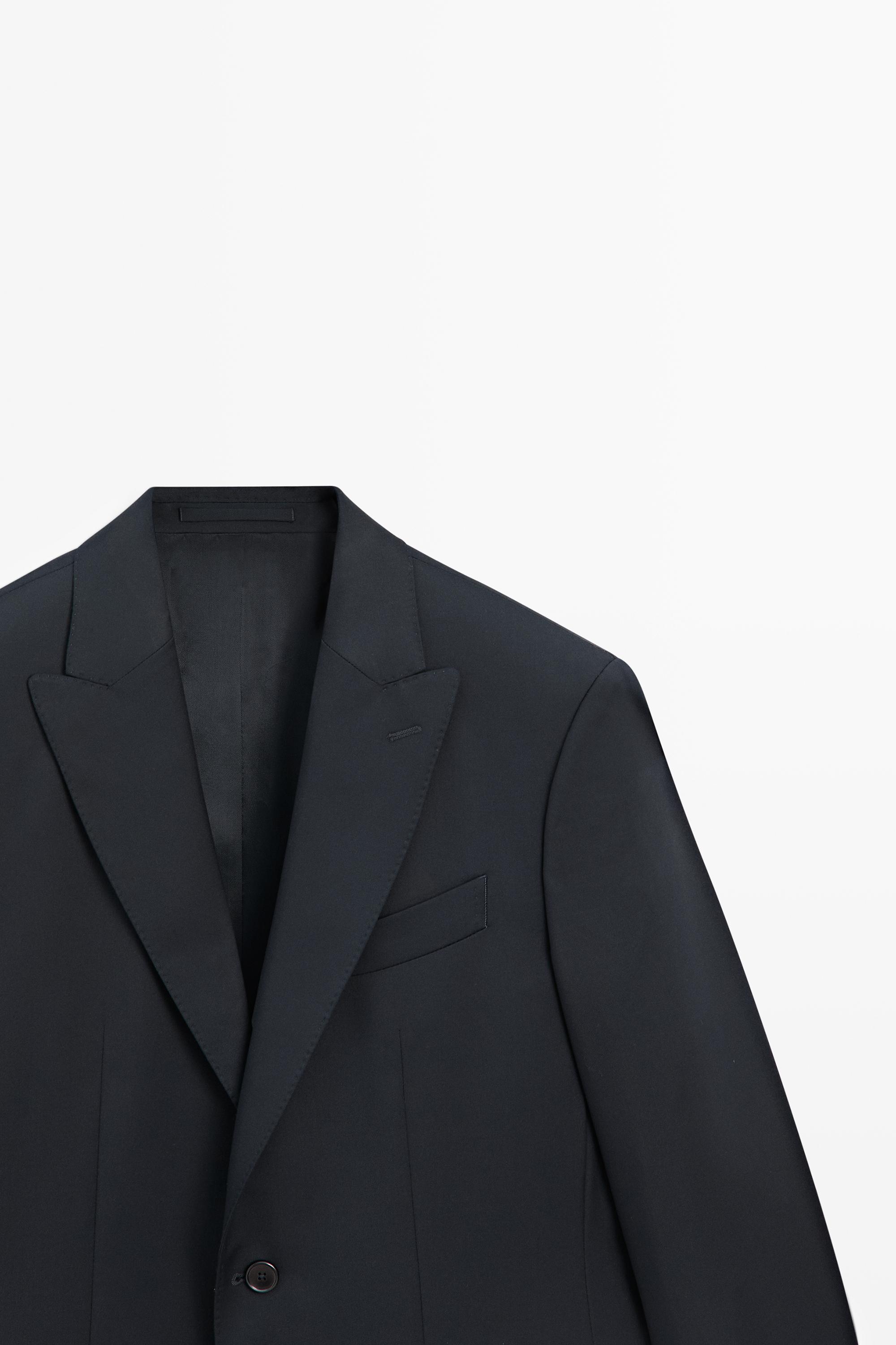 100% cool wool suit blazer — NAVY BLUE