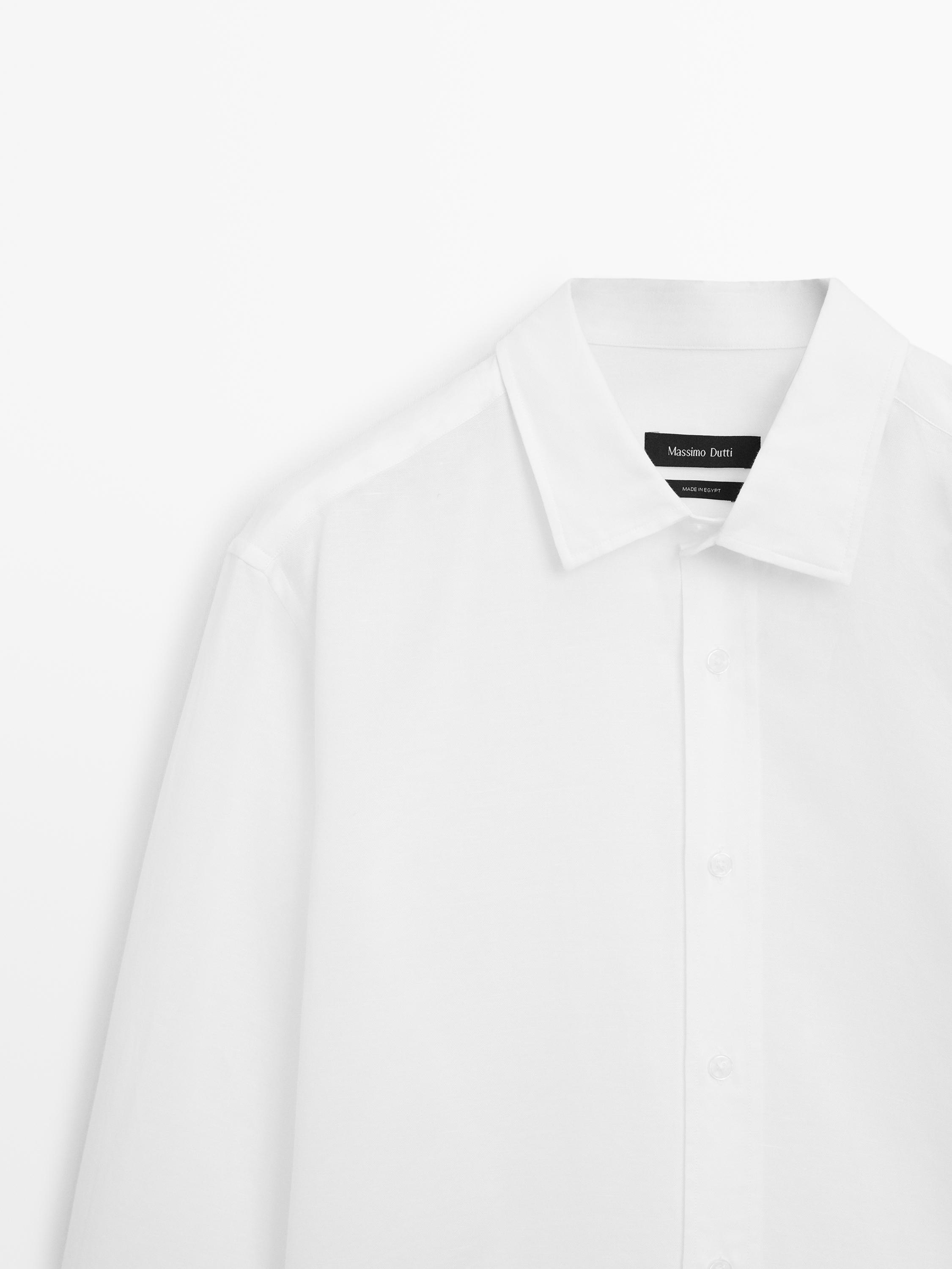 Regular fit cotton blend shirt