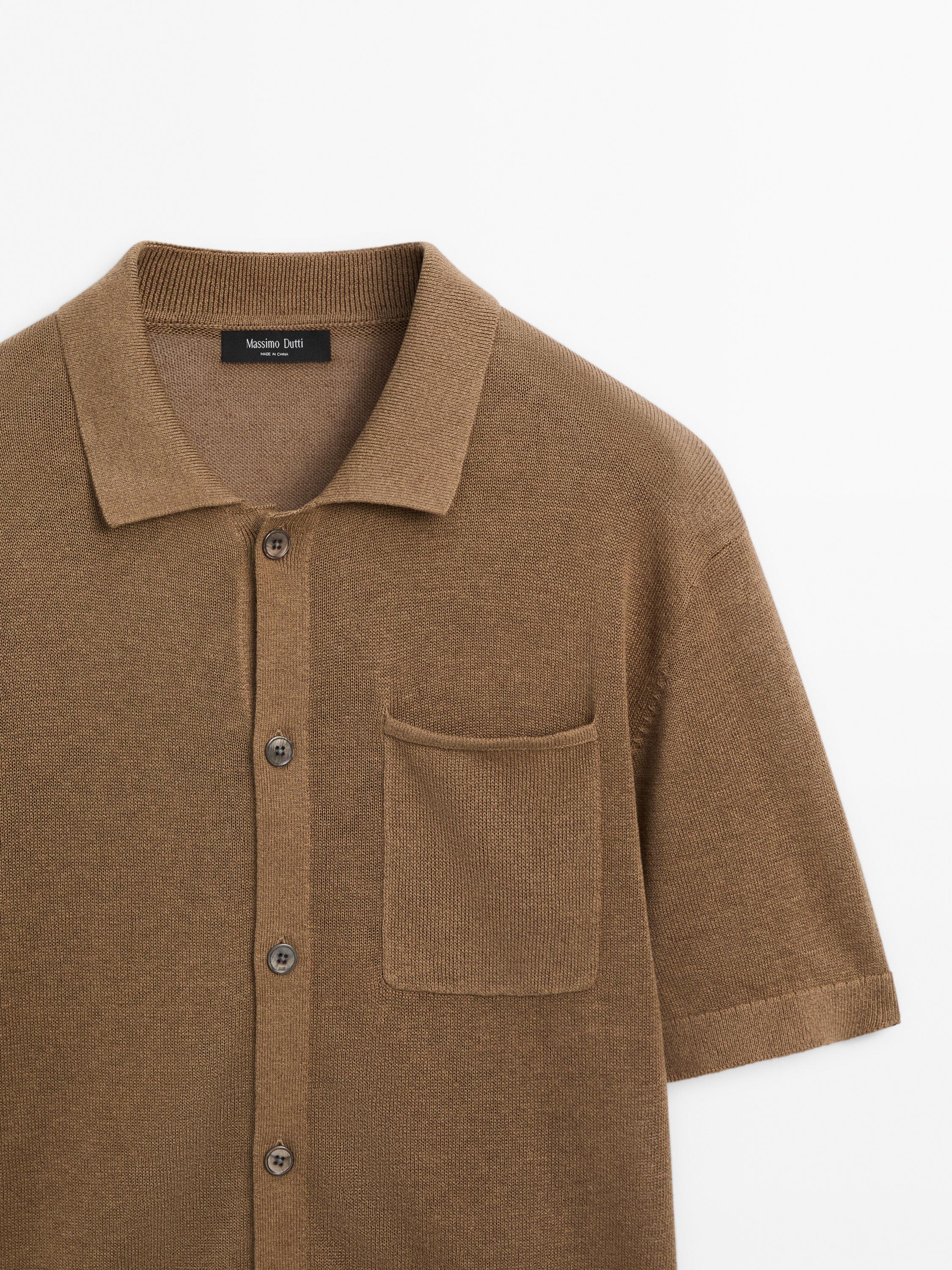 Linen blend short sleeve cardigan