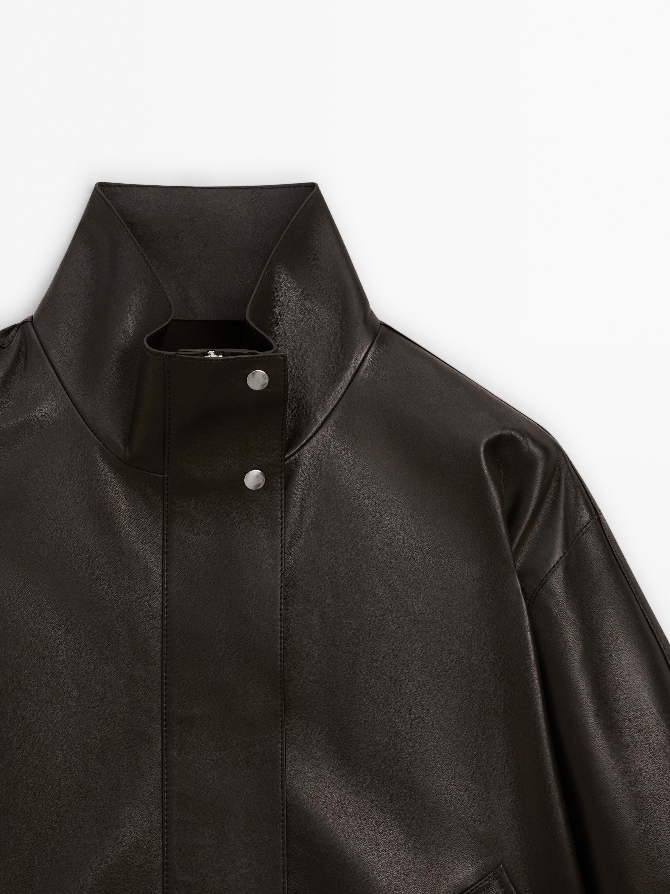 Loose-fitting nappa leather jacket