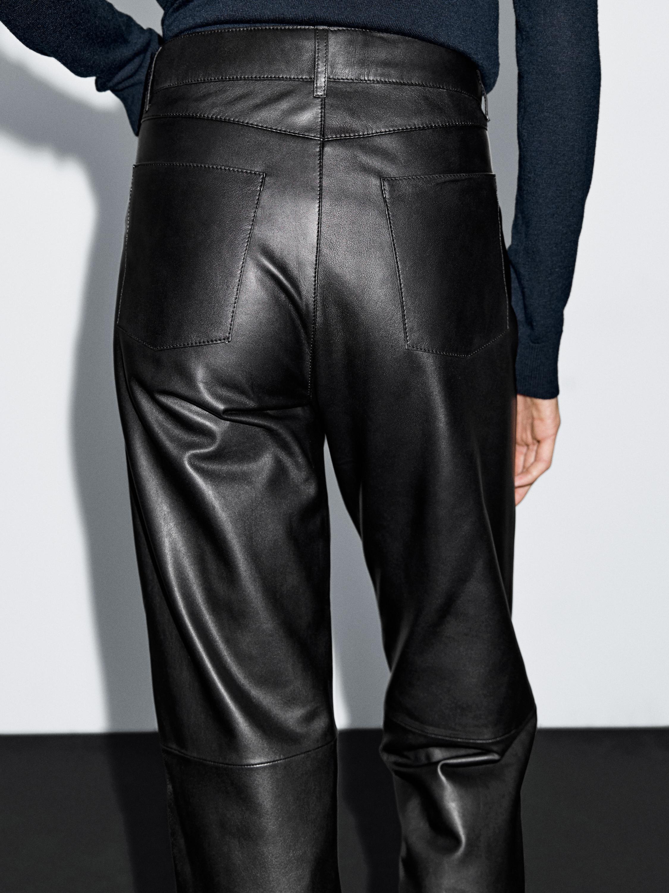 Nappa leather five-pocket trousers