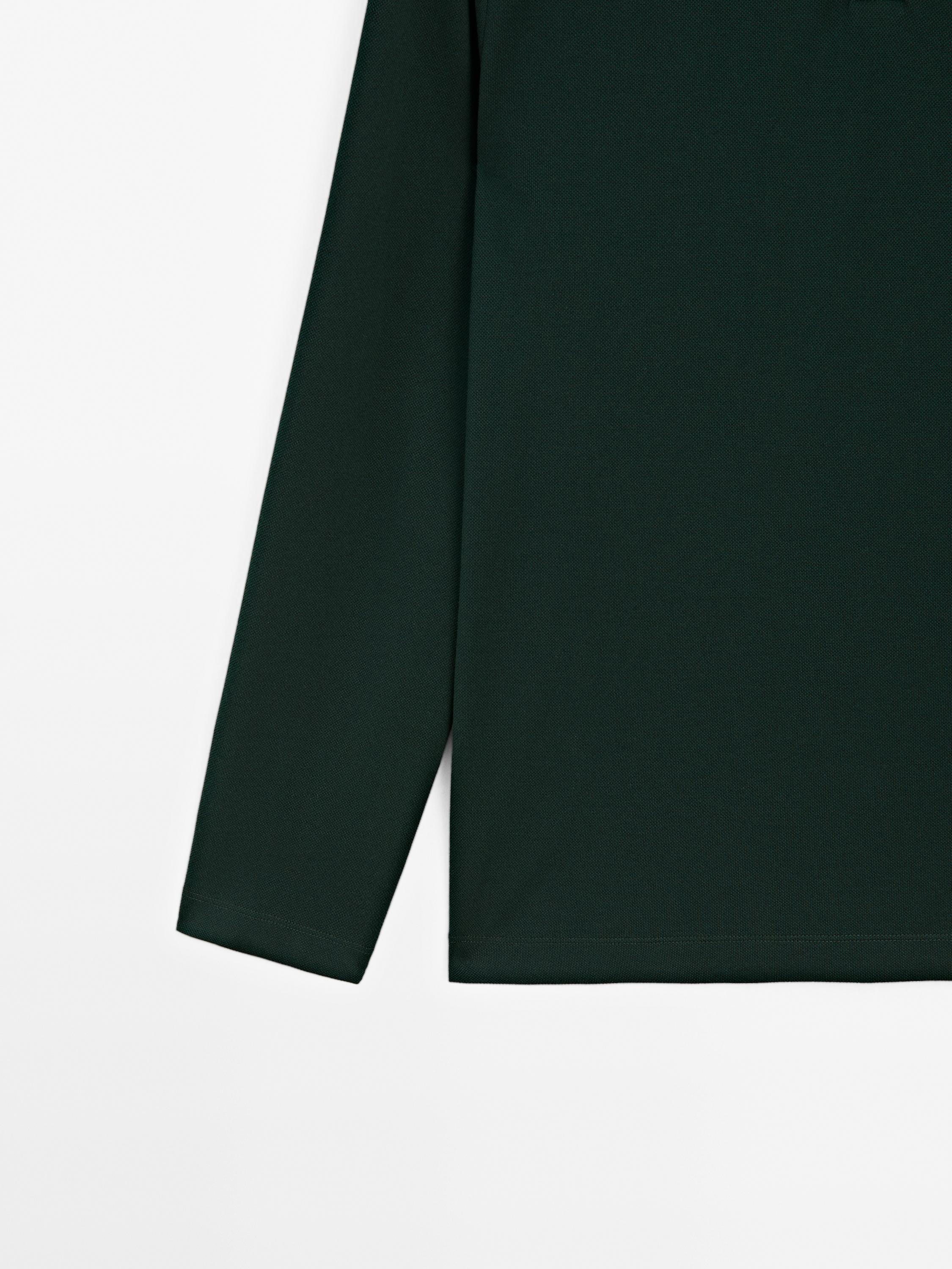 Long sleeve mercerised cotton piqué polo shirt