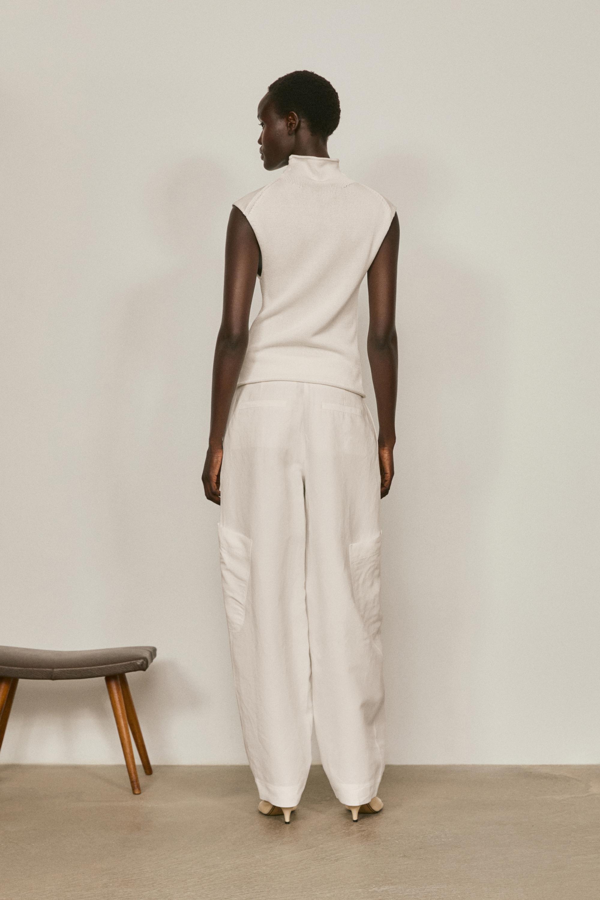 Knit cotton and silk mock turtleneck top - LIMITED EDITION — CREAM