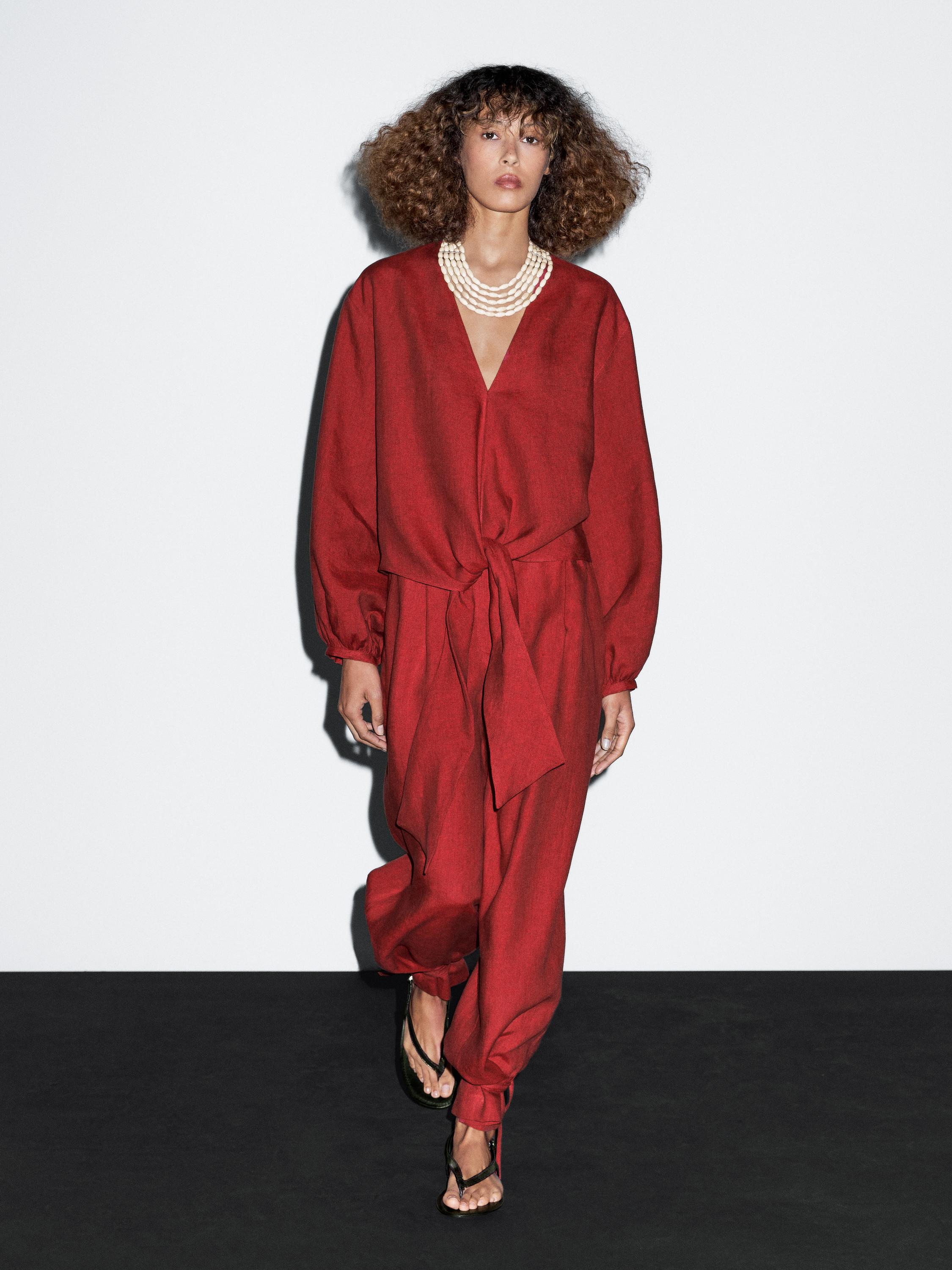 Blůza ze 100% lnu s detailem vázačky