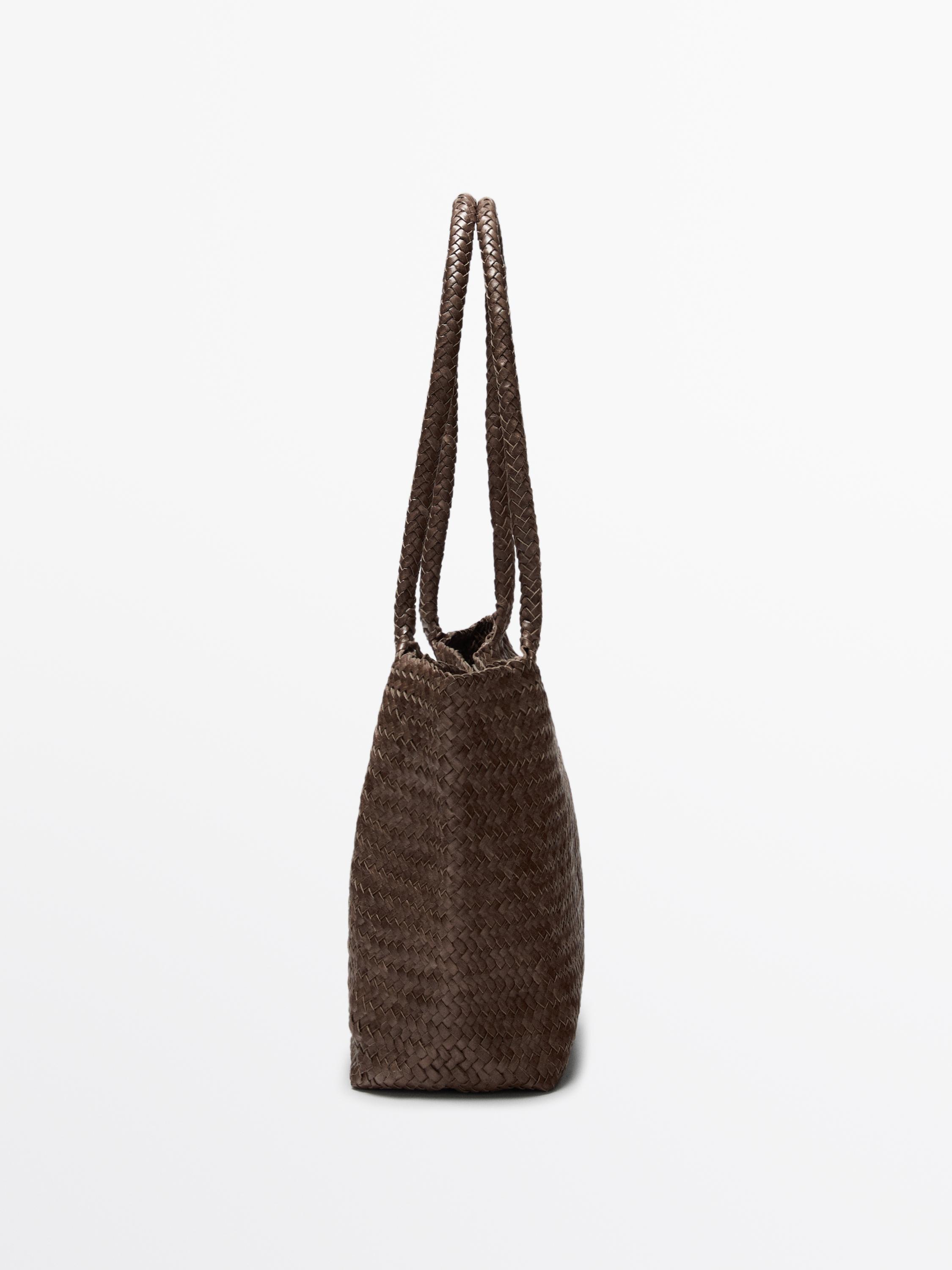 Braided nappa leather medium tote bag