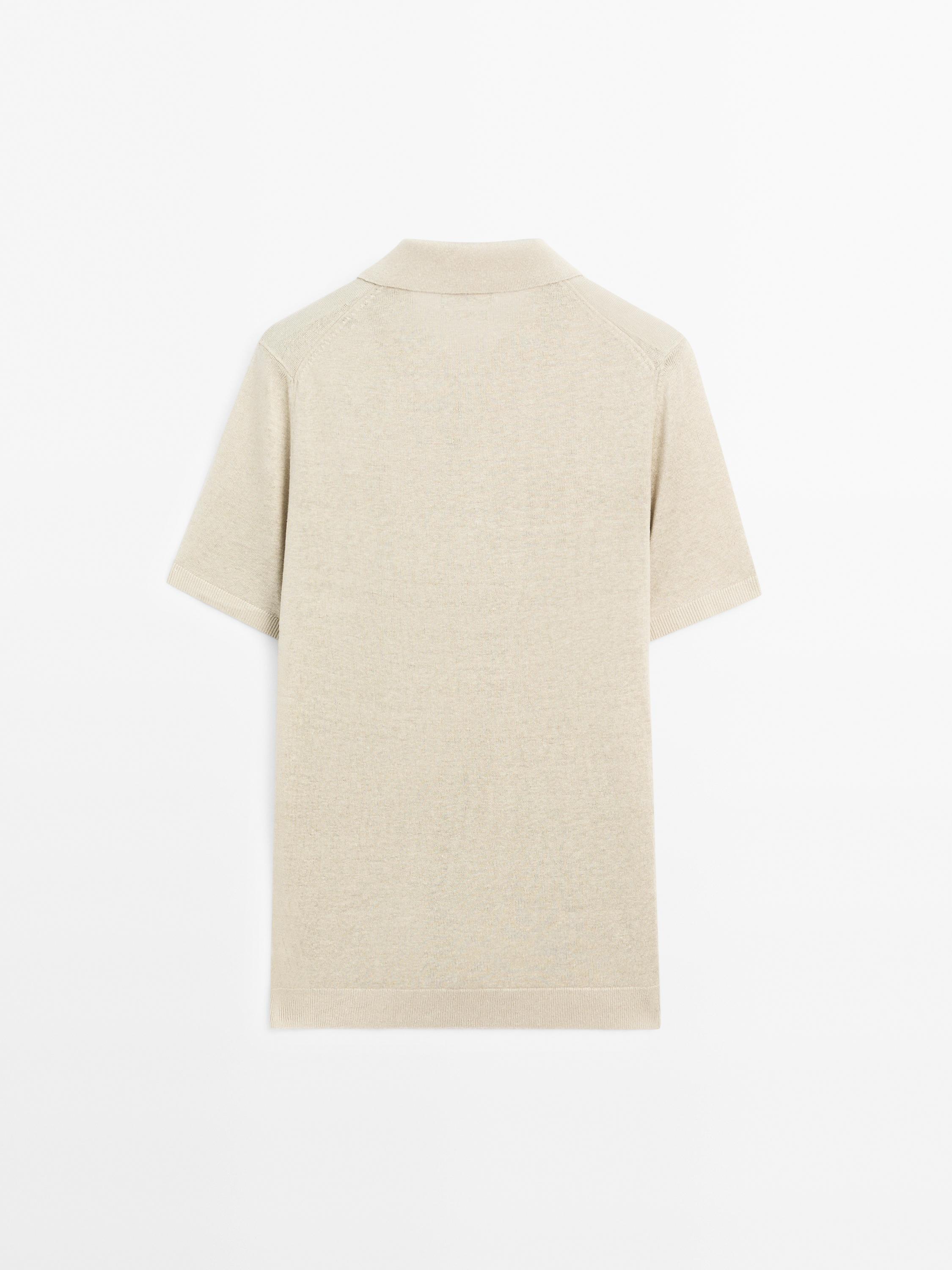 100% linen knit polo shirt