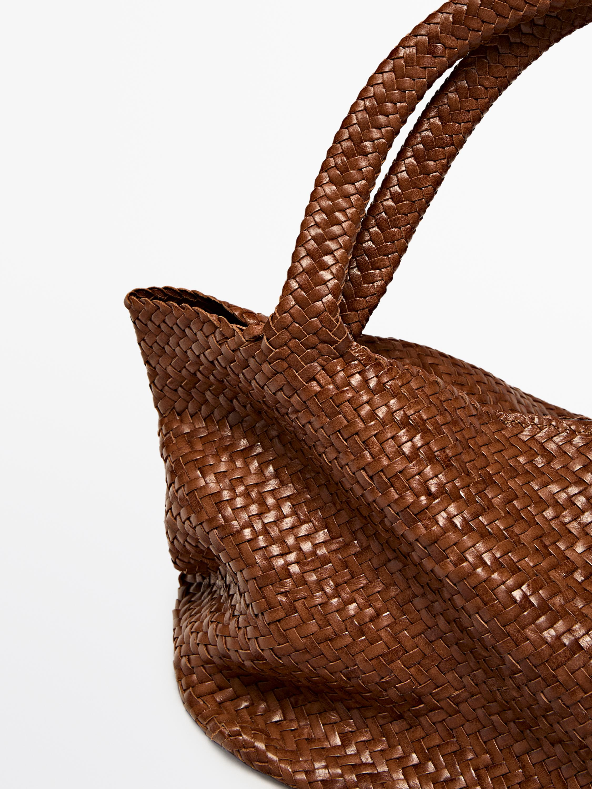 Medium braided nappa leather tote bag