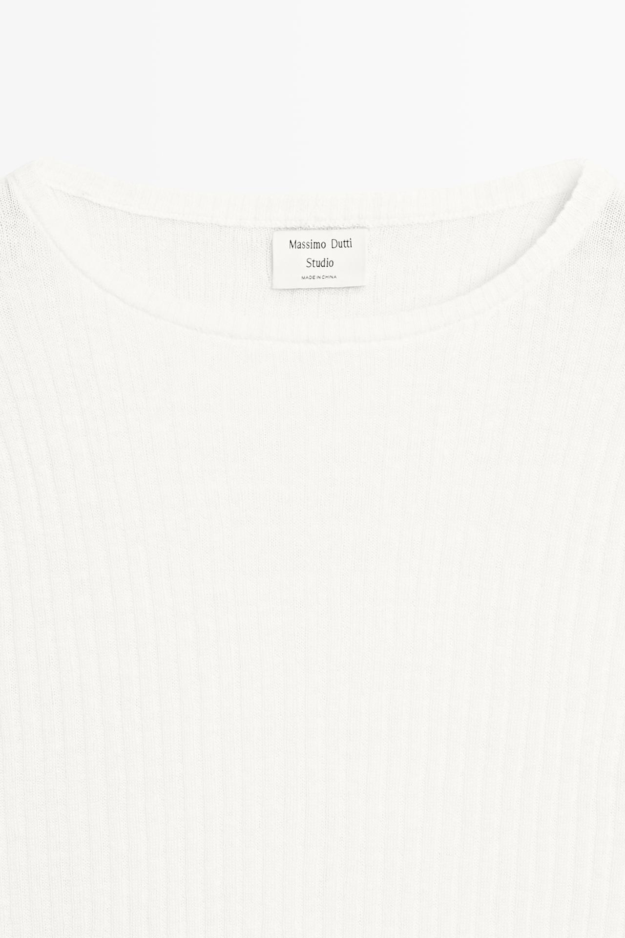 Fringe detail knit sweater - STUDIO — WHITE