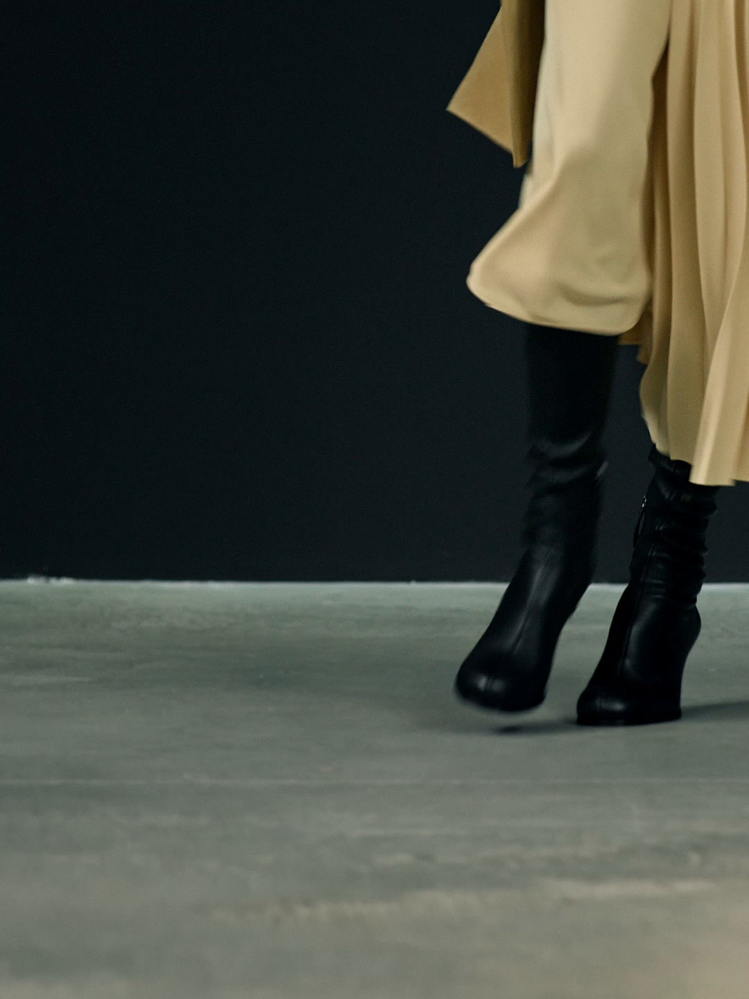 Asymmetric box pleat skirt