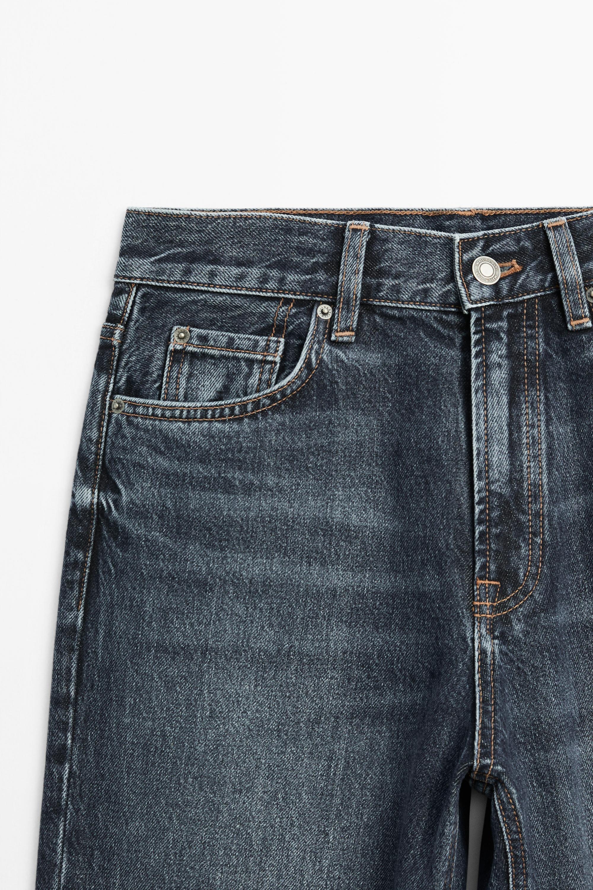 High-waist straight-leg jeans — MEDIUM BLUE