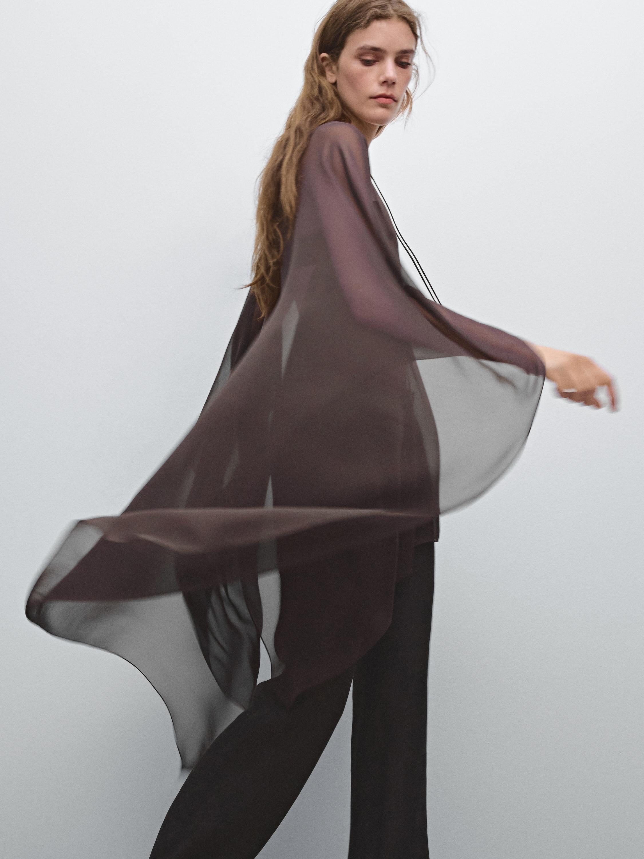 Flowing 100% mulberry silk cape