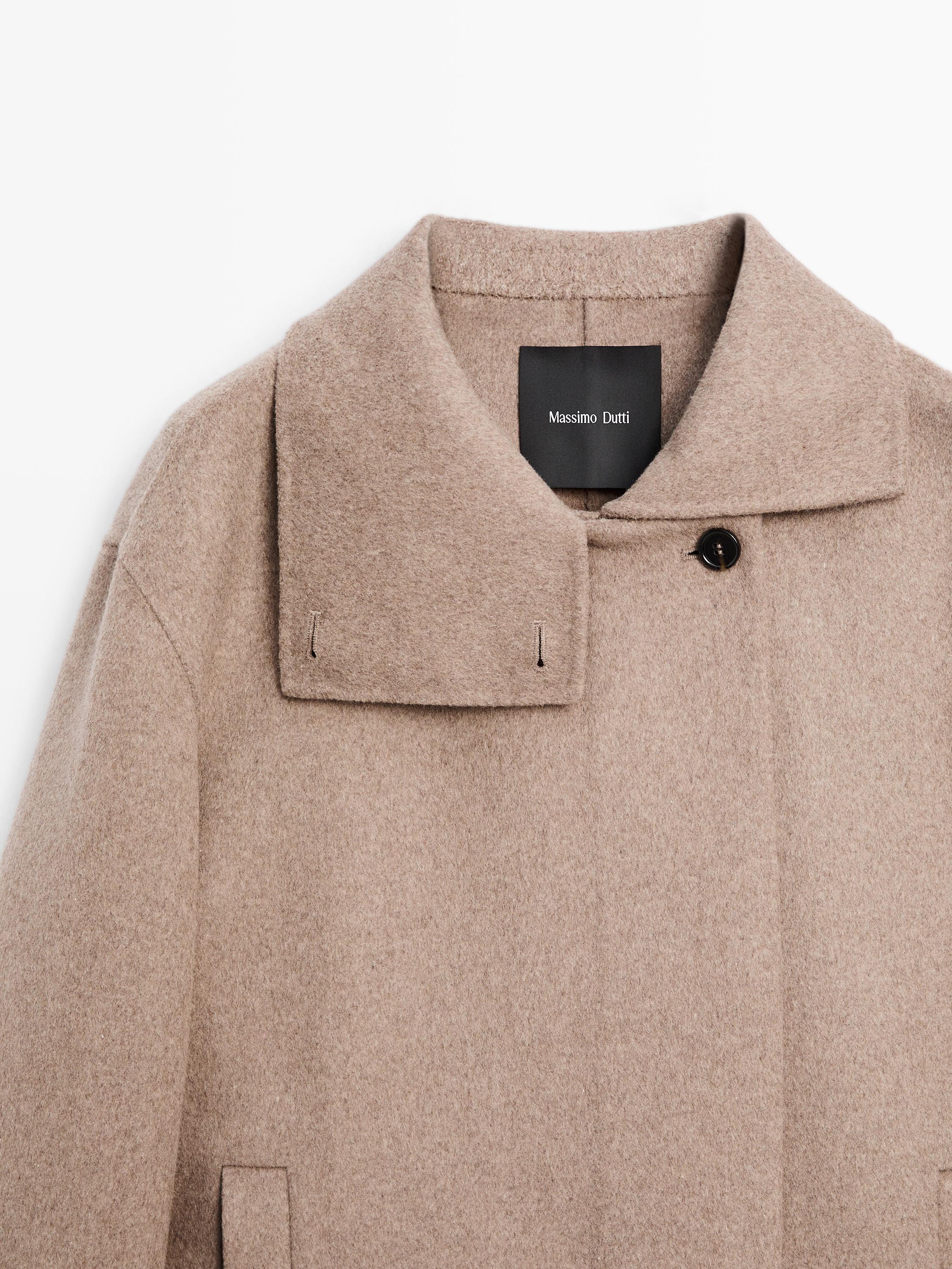 Wool blend high neck coat
