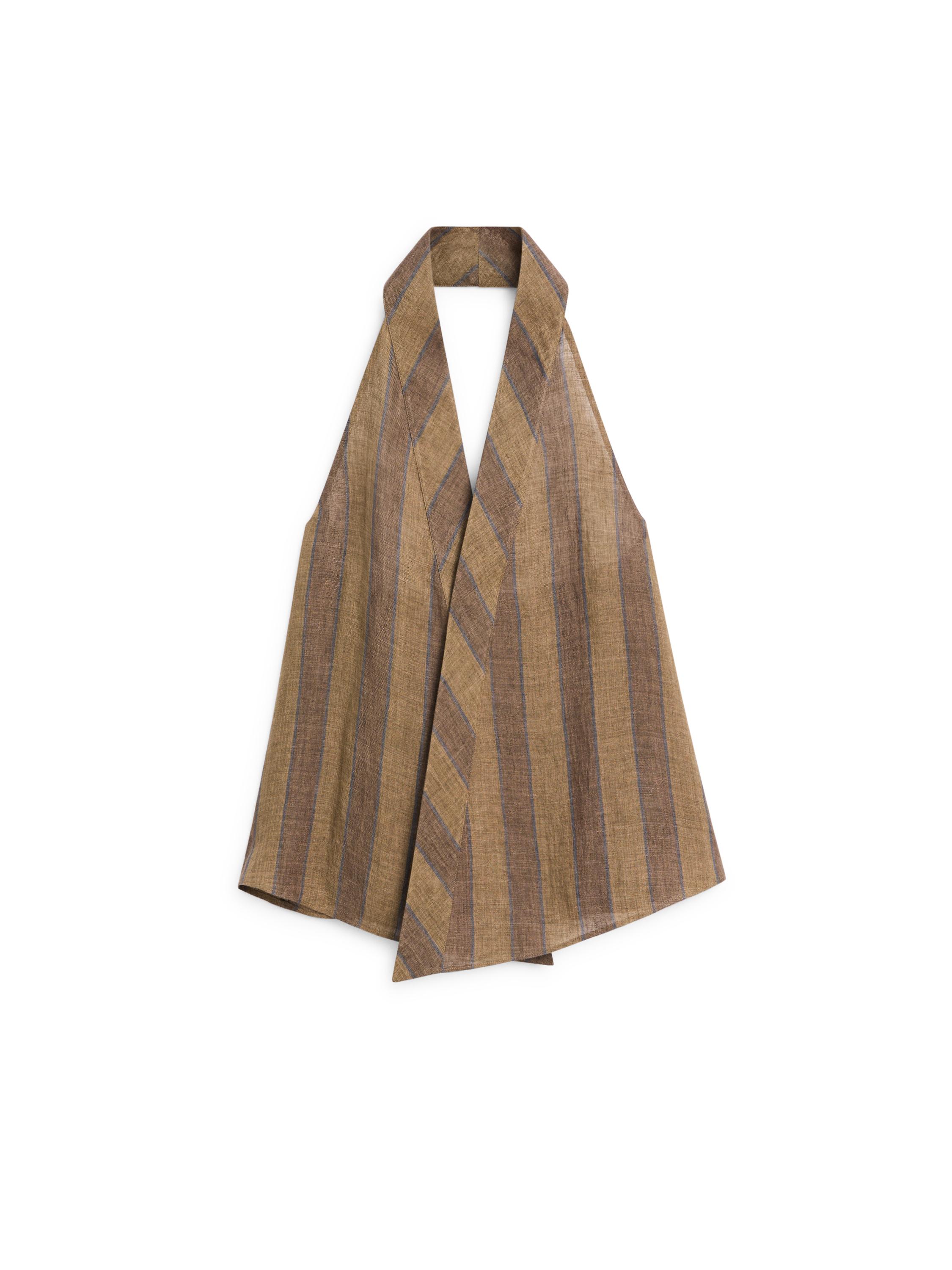Printed waistcoat with crossover neckline — KHAKI