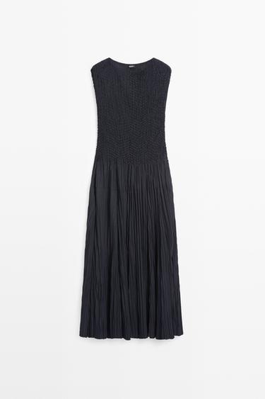 Long flowing dress with gathered detail — DARK NAVY 2