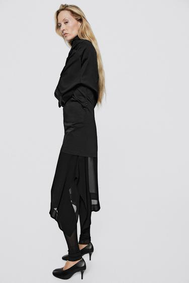 Semi-sheer asymmetric midi skirt - LIMITED EDITION — BLACK 3