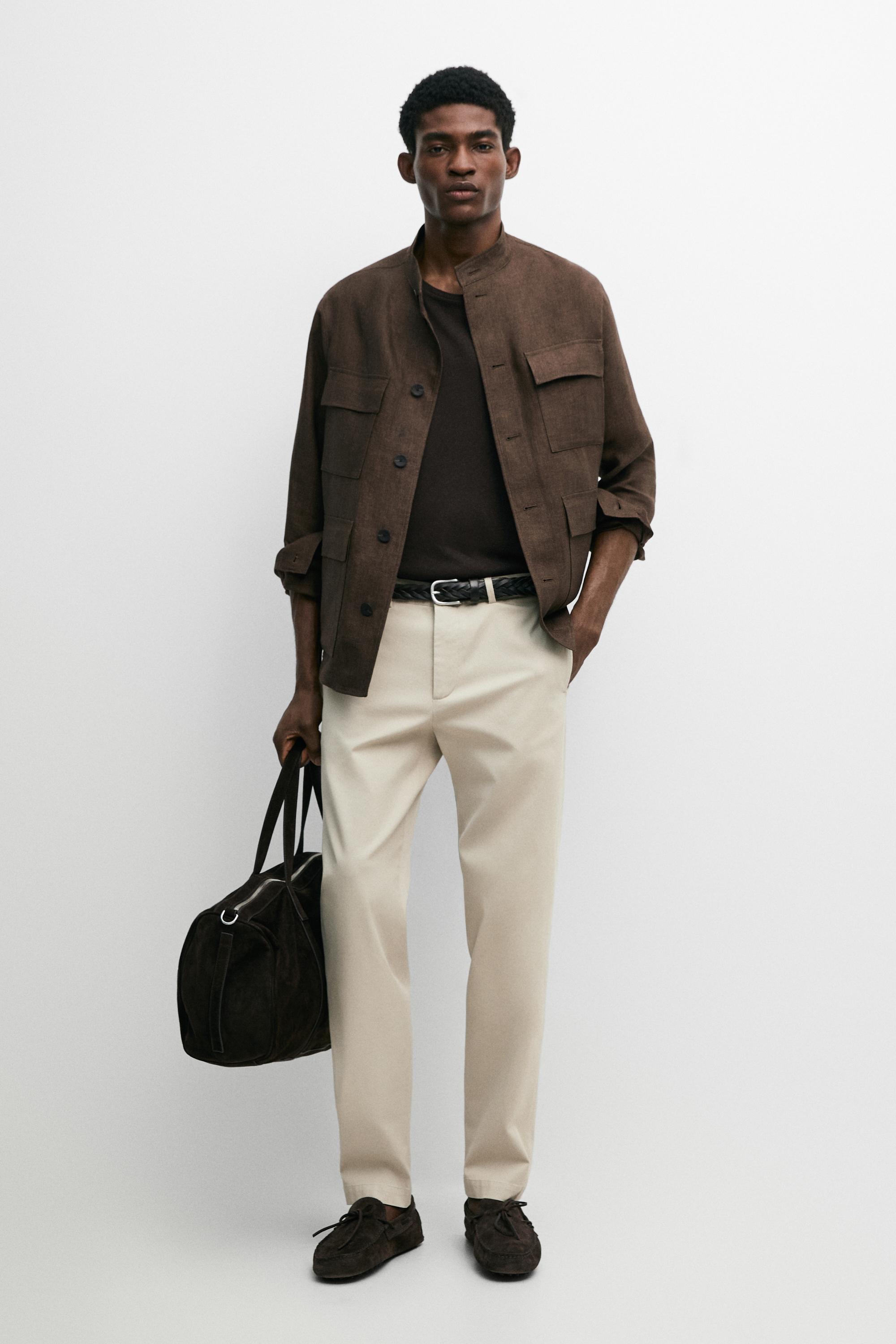 מכנסיים מתערובת כותנה Slim fit