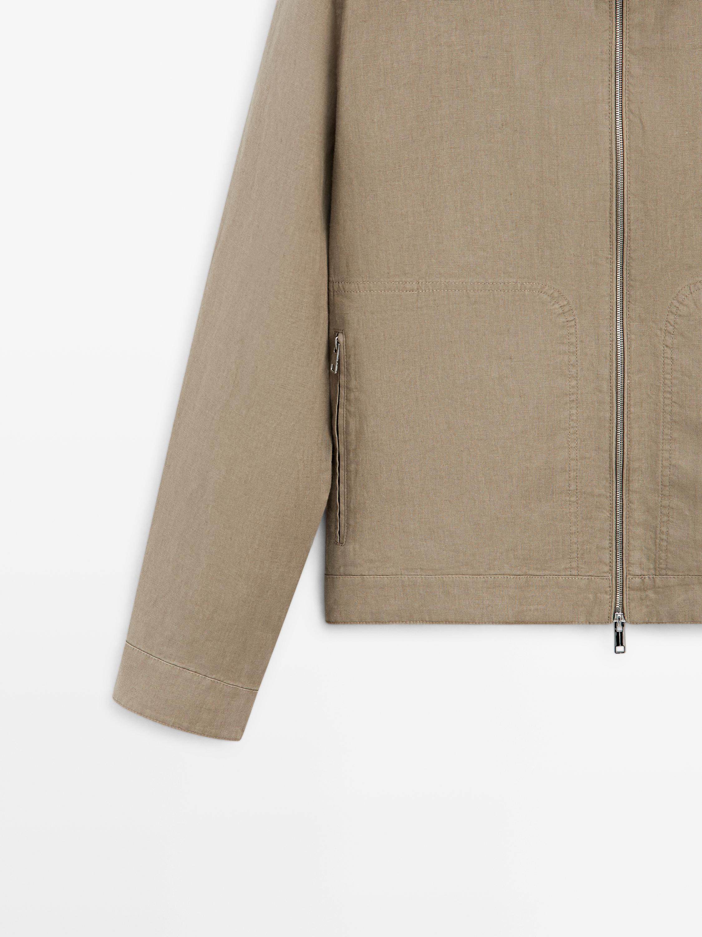 Cropped 100% linen jacket — OCHRE