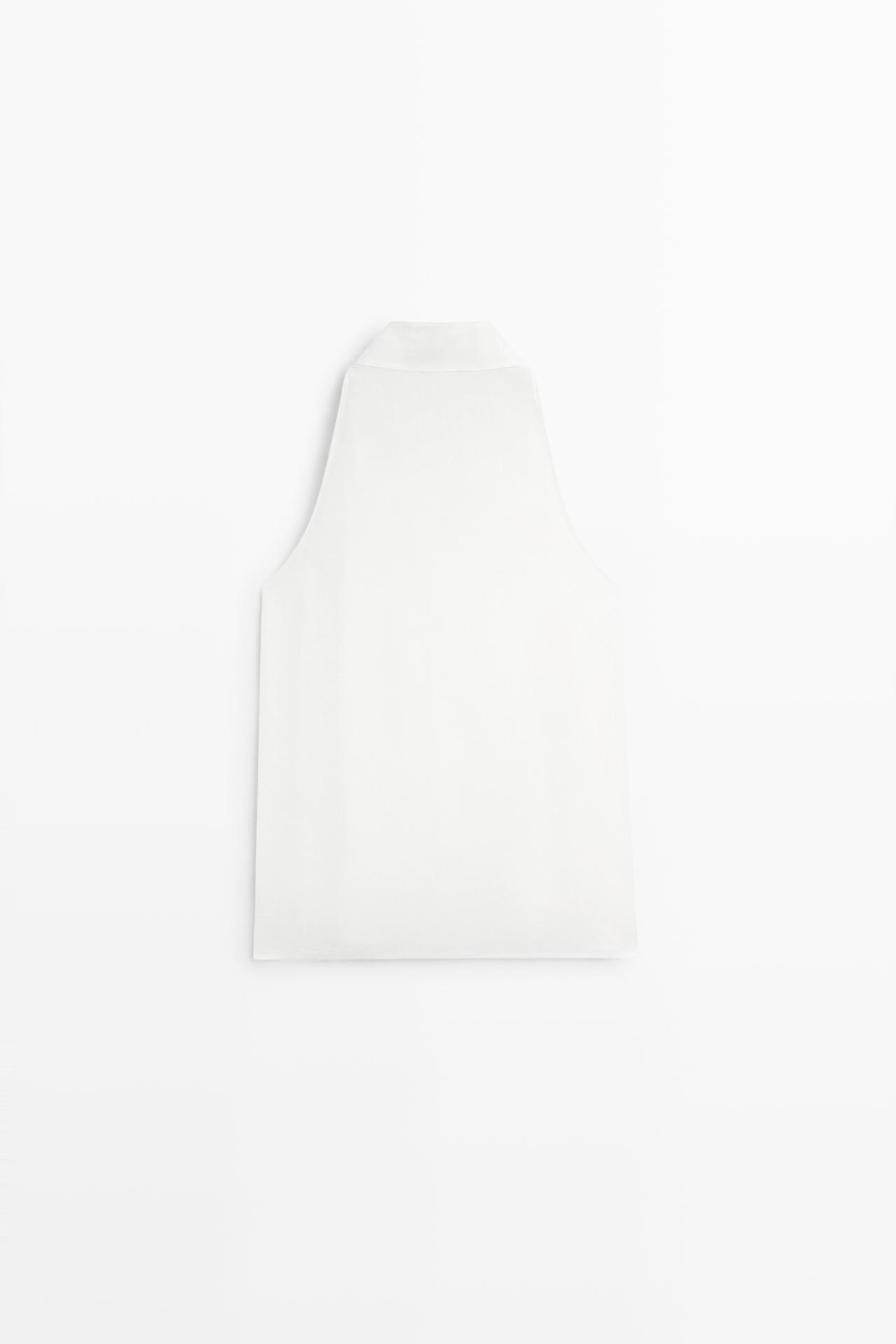 Flowing linen halter crossover top — WHITE