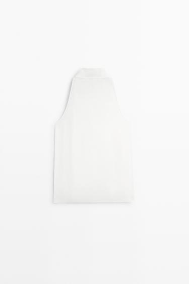 Flowing linen halter crossover top — WHITE 6
