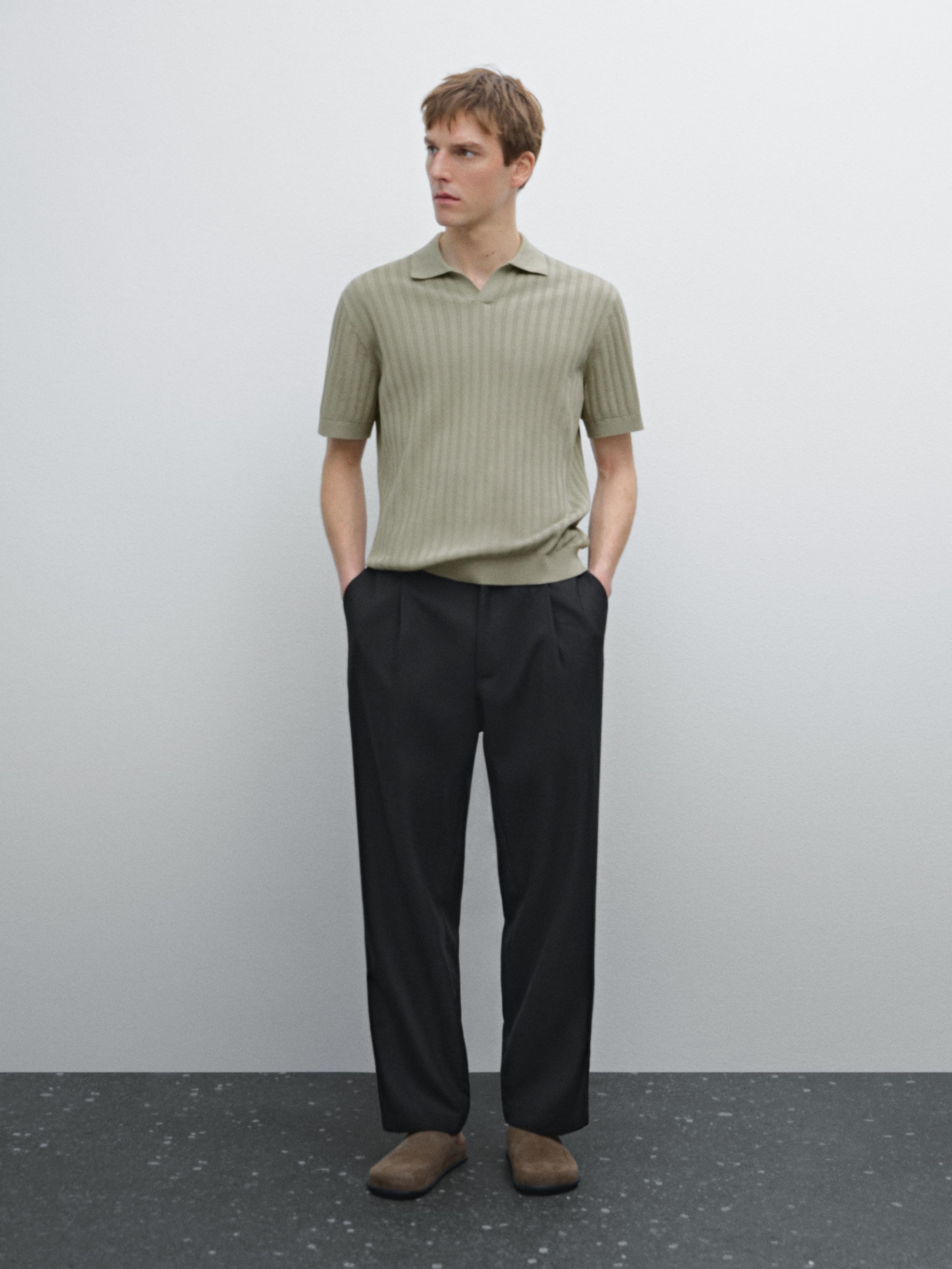 Pull en maille 100 % coton à col polo