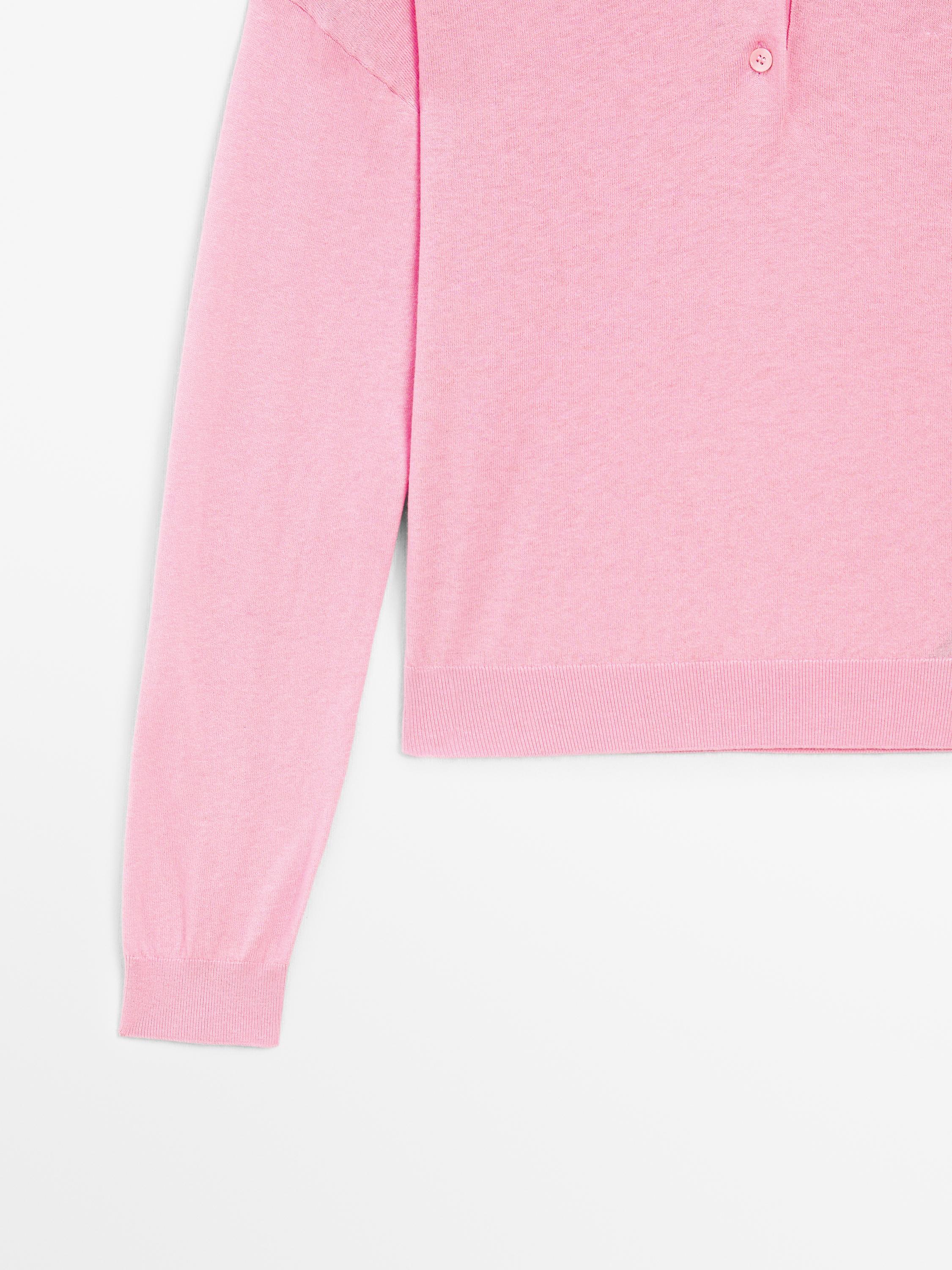Cotton blend knit polo sweater