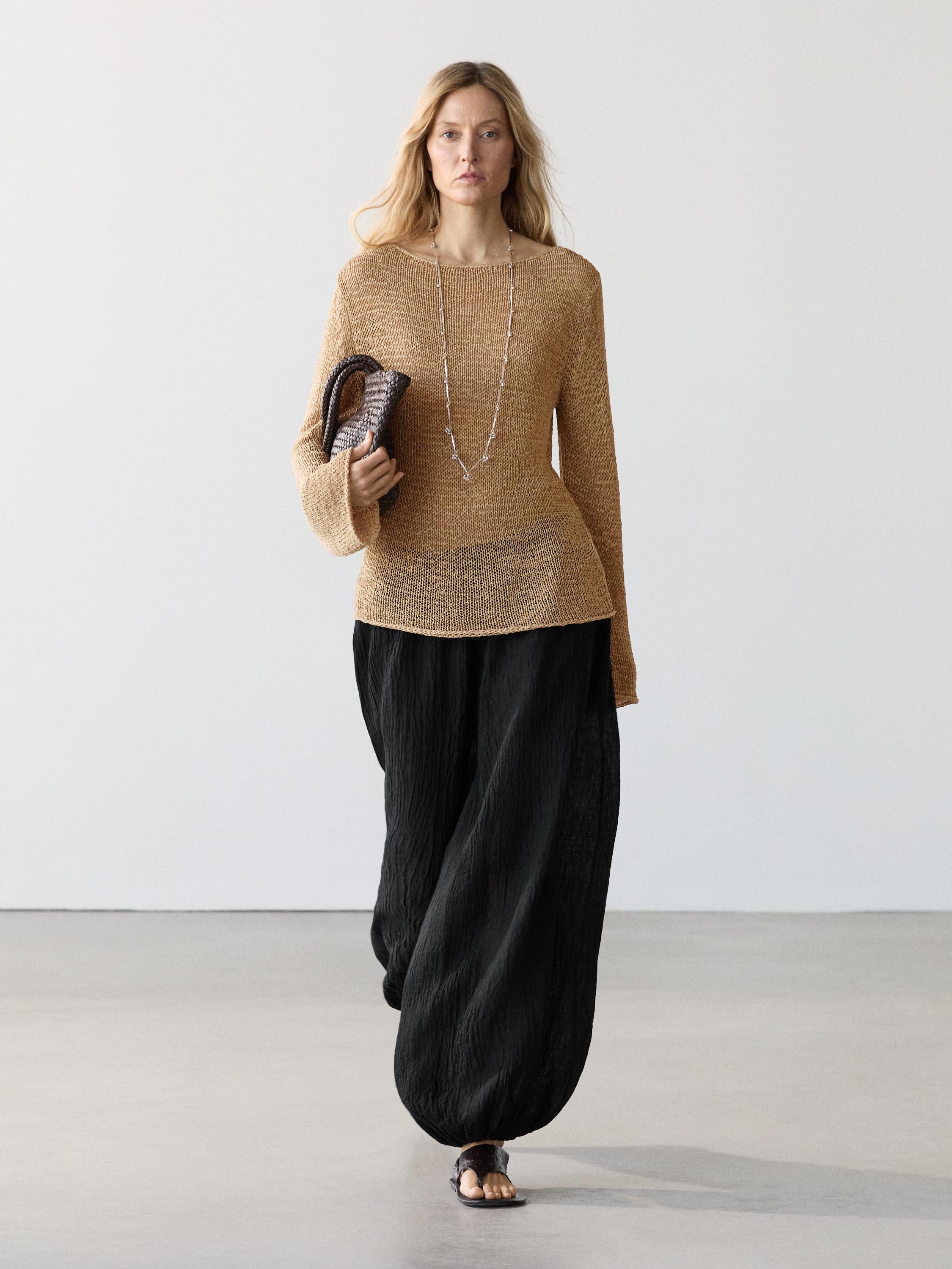 Linen sarouel trousers — BLACK