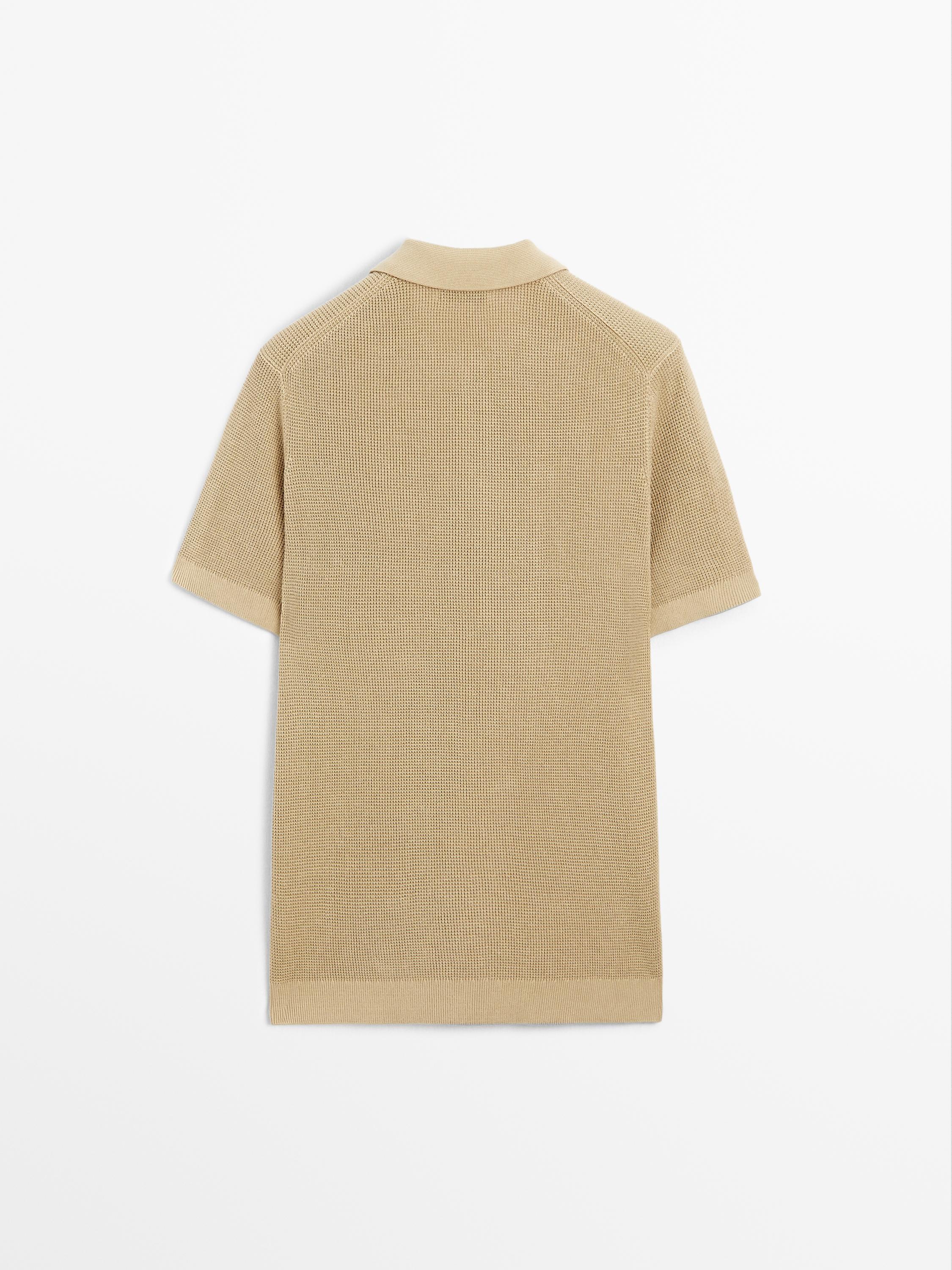 Polo en maille texturée de coton