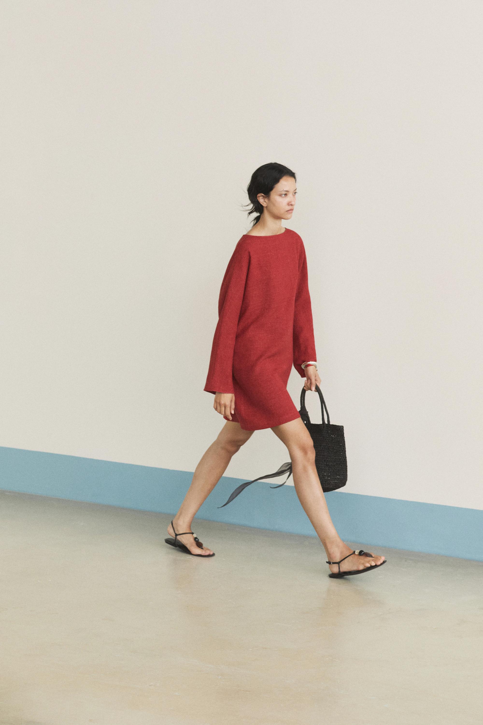 Long sleeve mini dress — Red