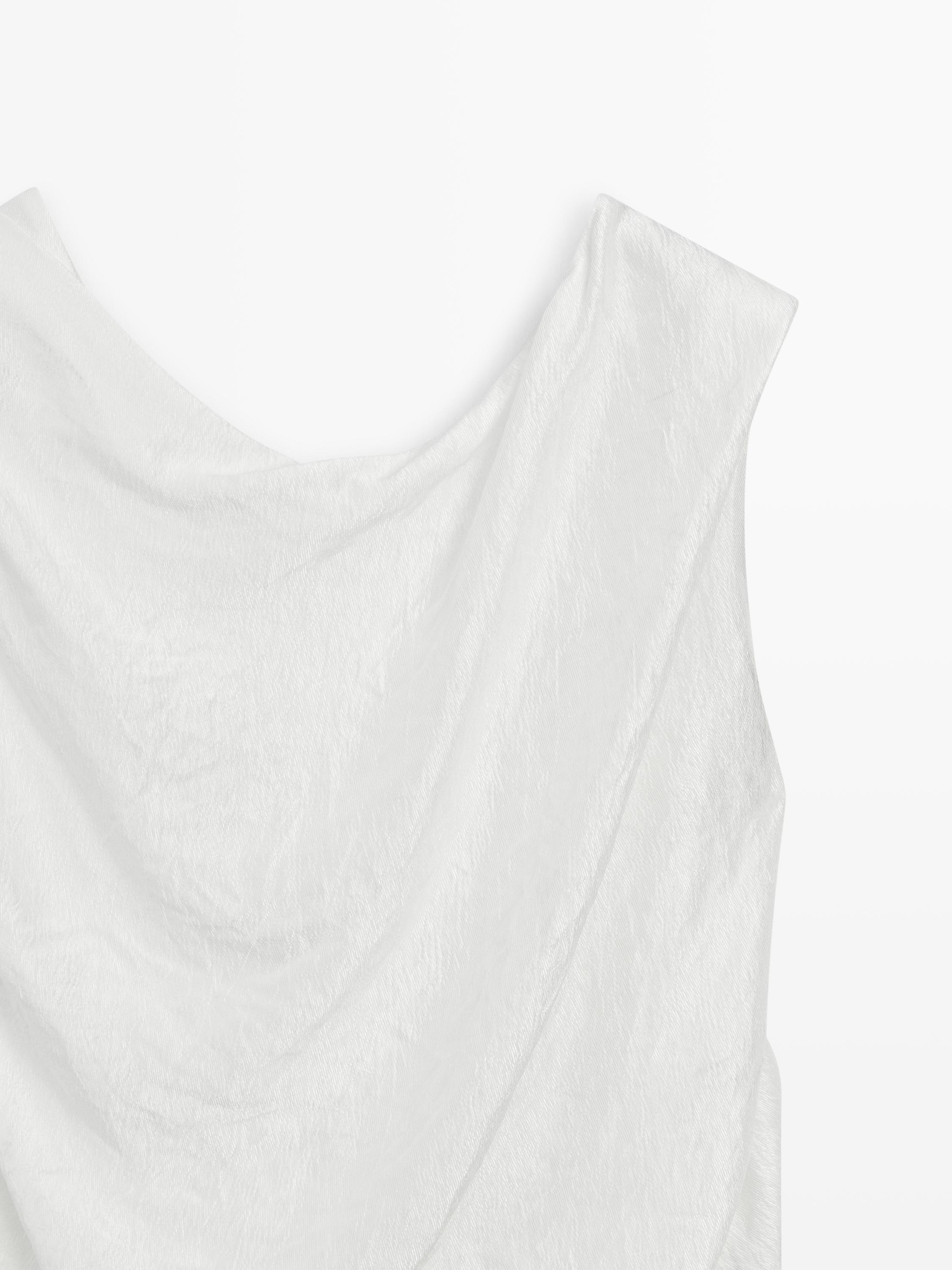 Long matching dress with pleated detail — Off white (alternate view)