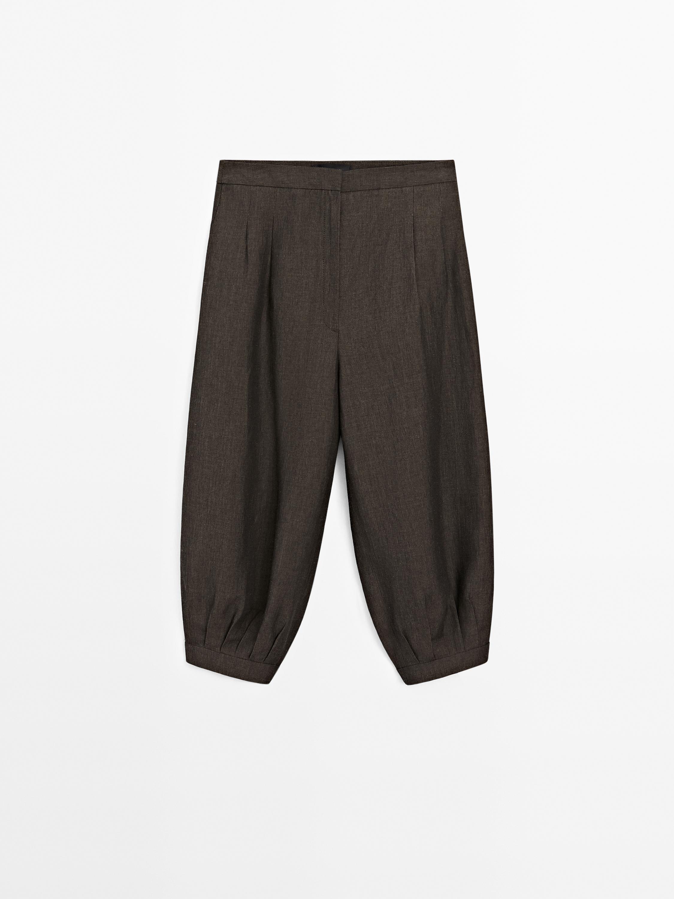 Linen blend balloon capris