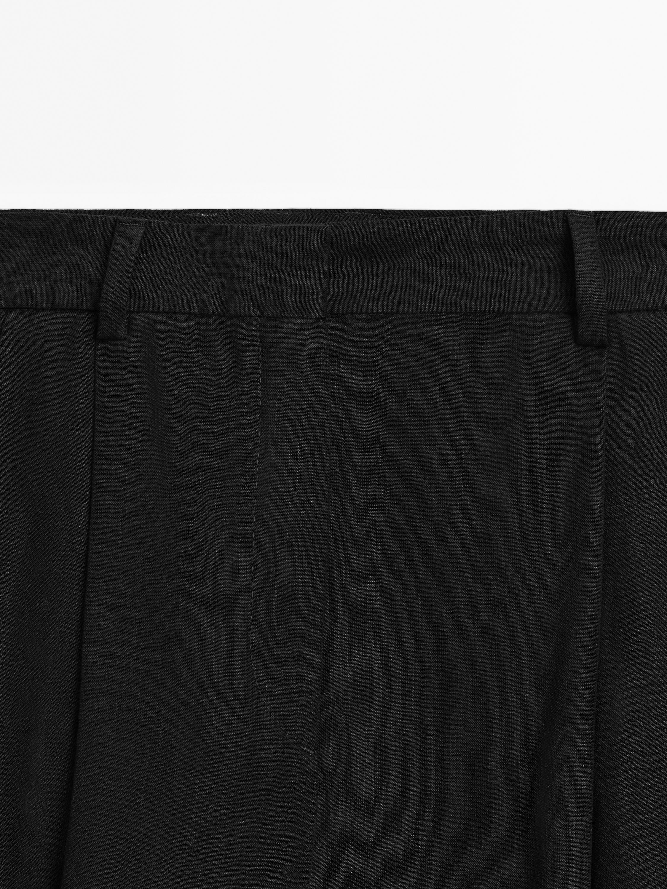 Pantalone ravnog kroja od mešavine lana s ušicima