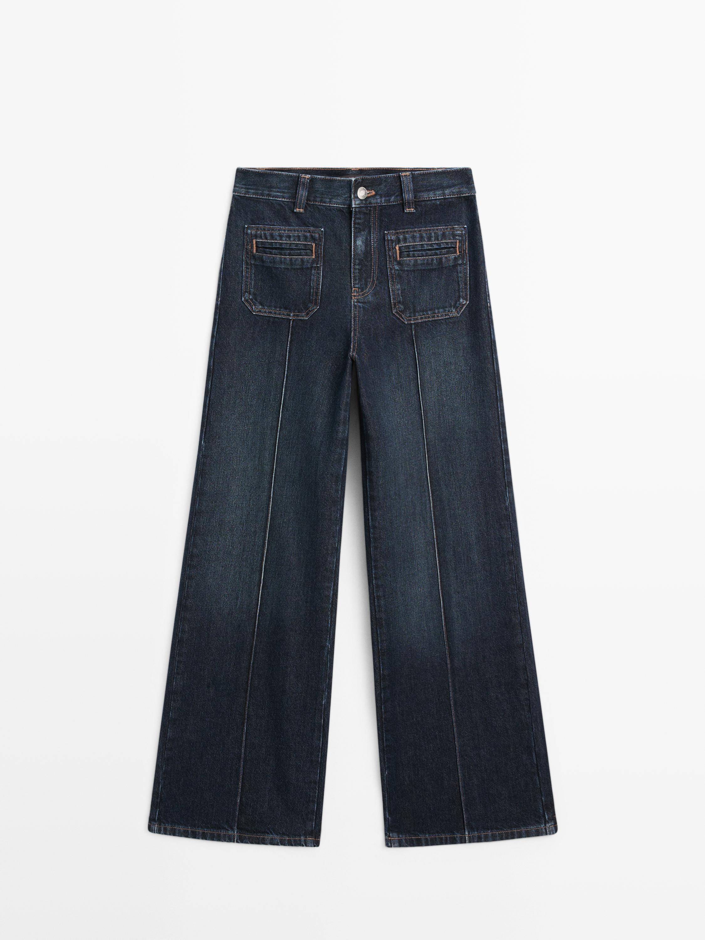 Mid-rise wide-leg jeans