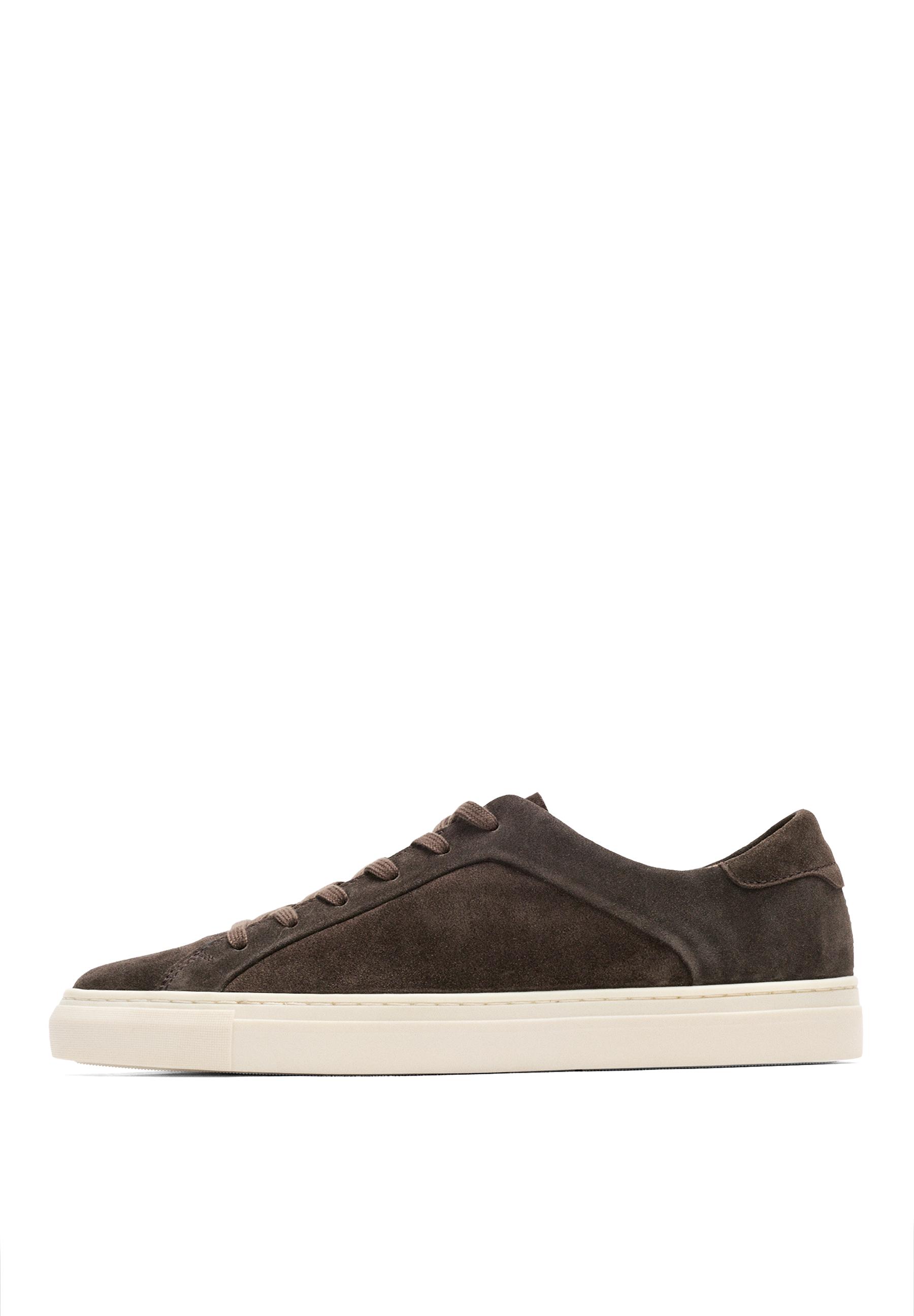 Leather trainers with lug sole — BROWN