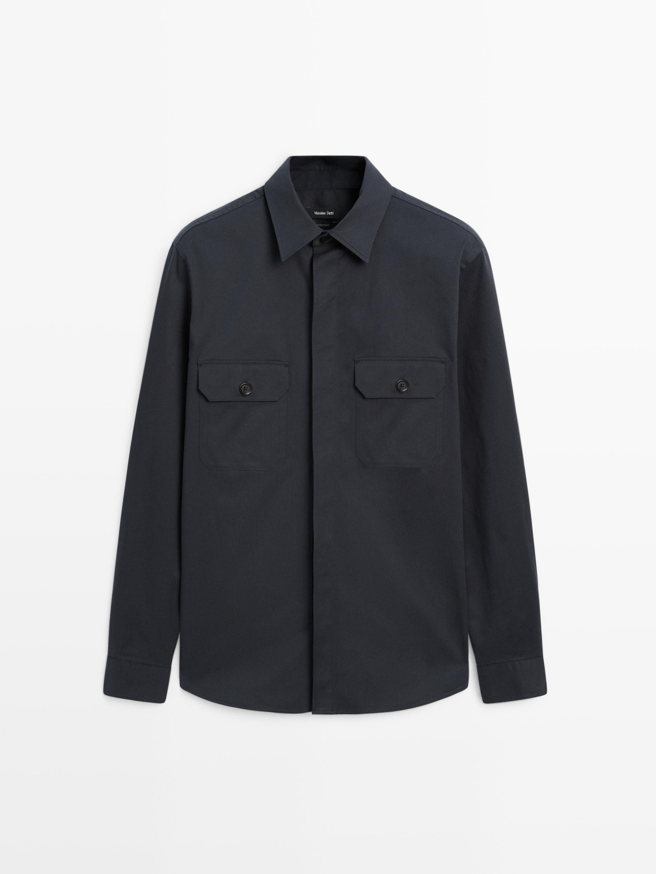 Cotton blend overshirt with pockets