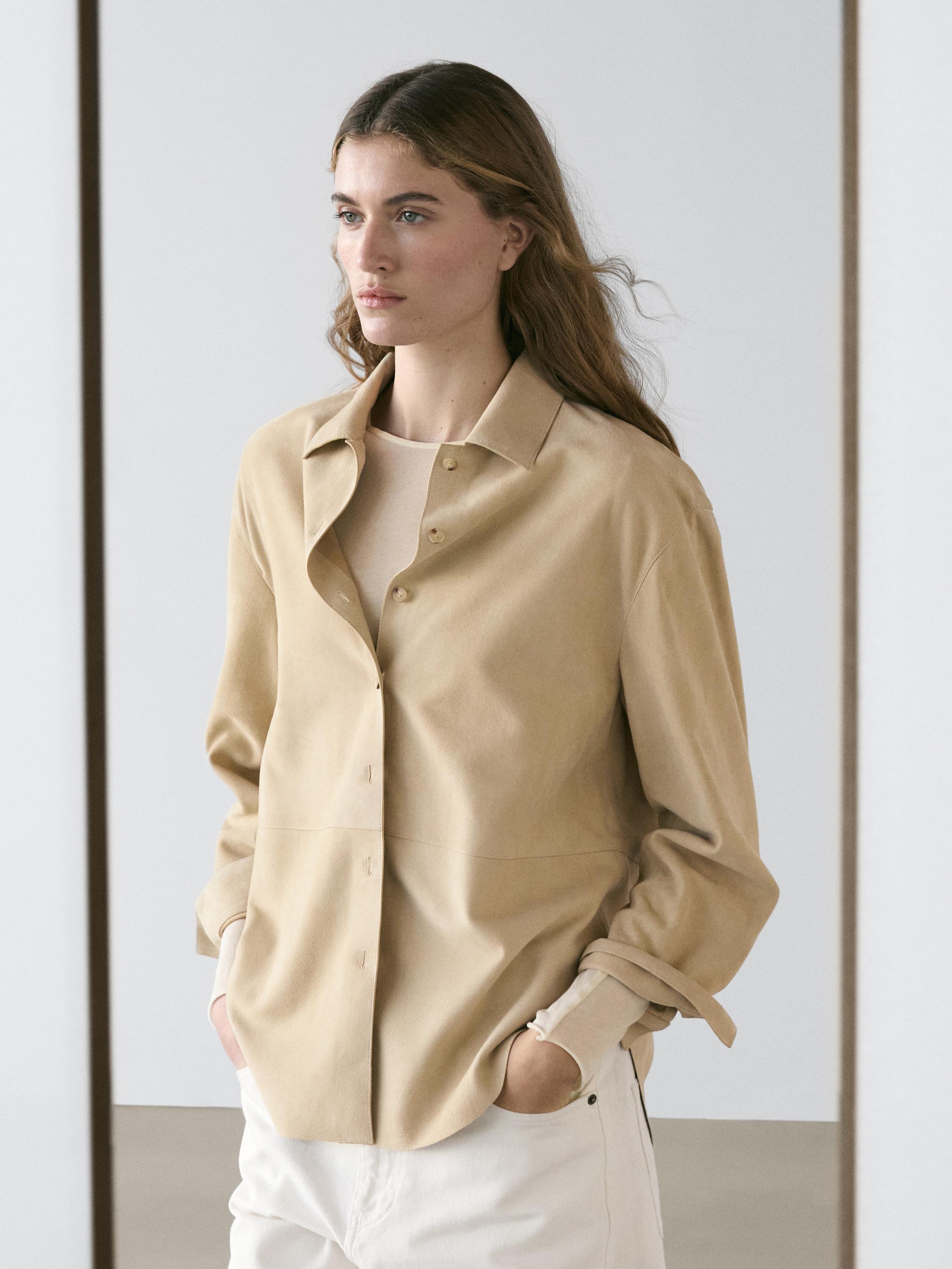 Suede leather shirt — SAND