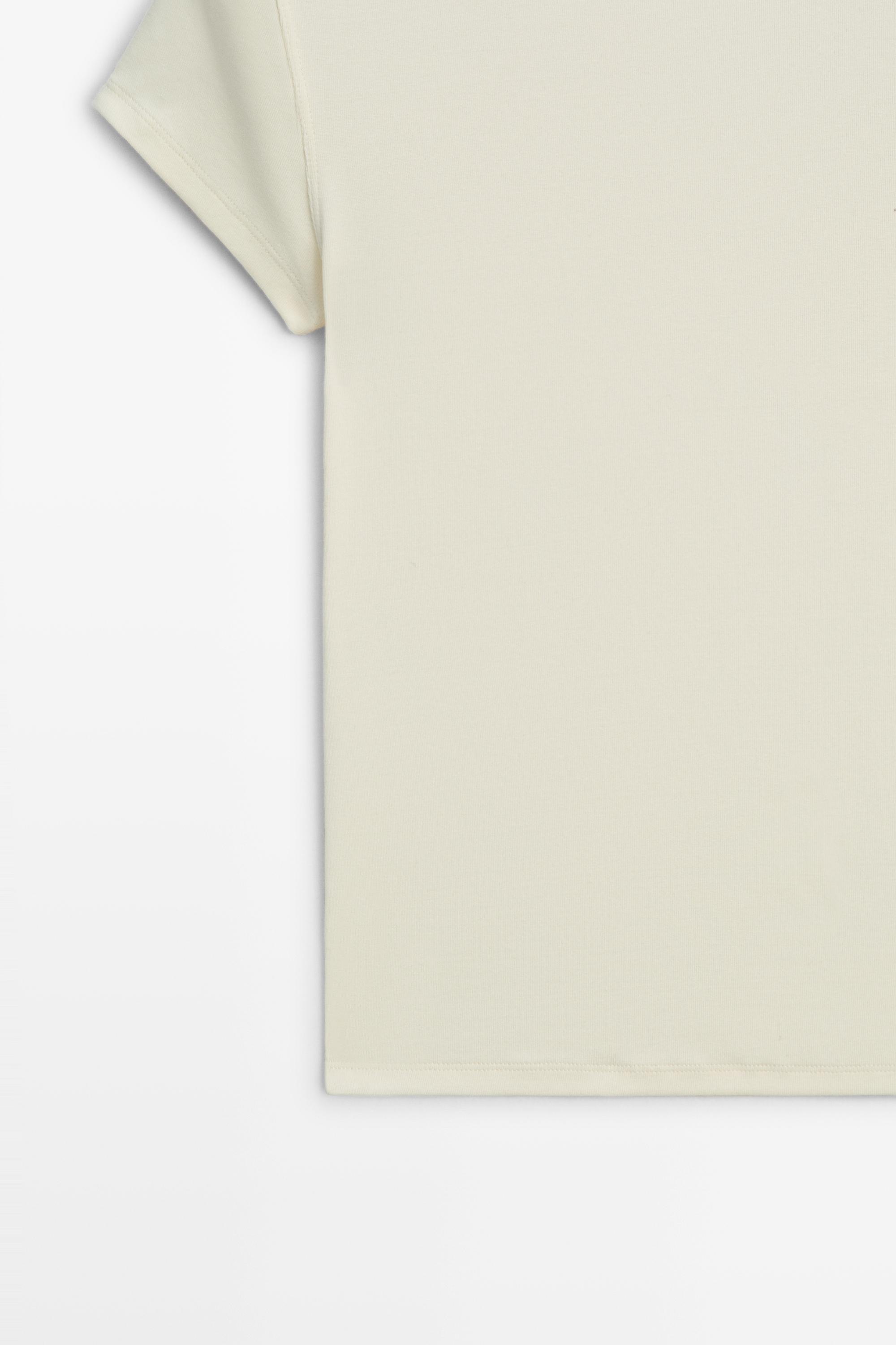 Short sleeve cotton blend T-shirt — CREAM