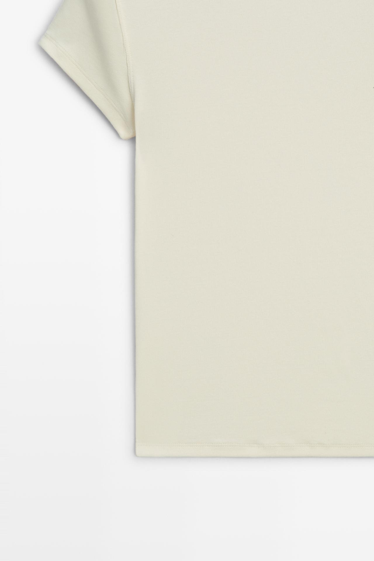 Short sleeve cotton blend T-shirt — CREAM