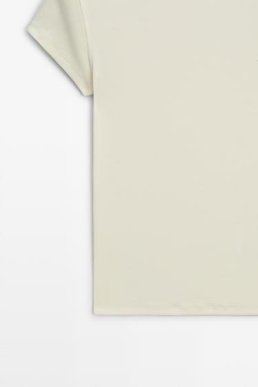 Short sleeve cotton blend T-shirt — CREAM 7