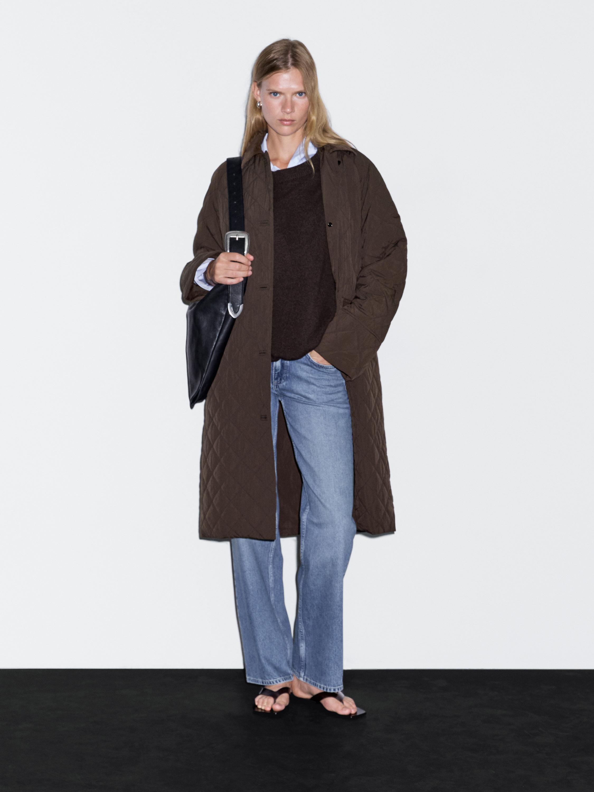 Long coat with corduroy detail