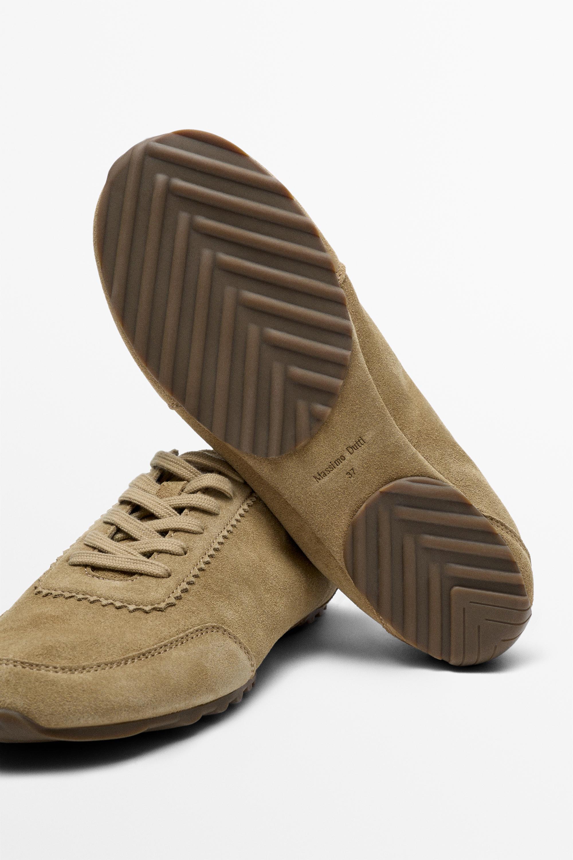 Soft leather trainers — CAMEL